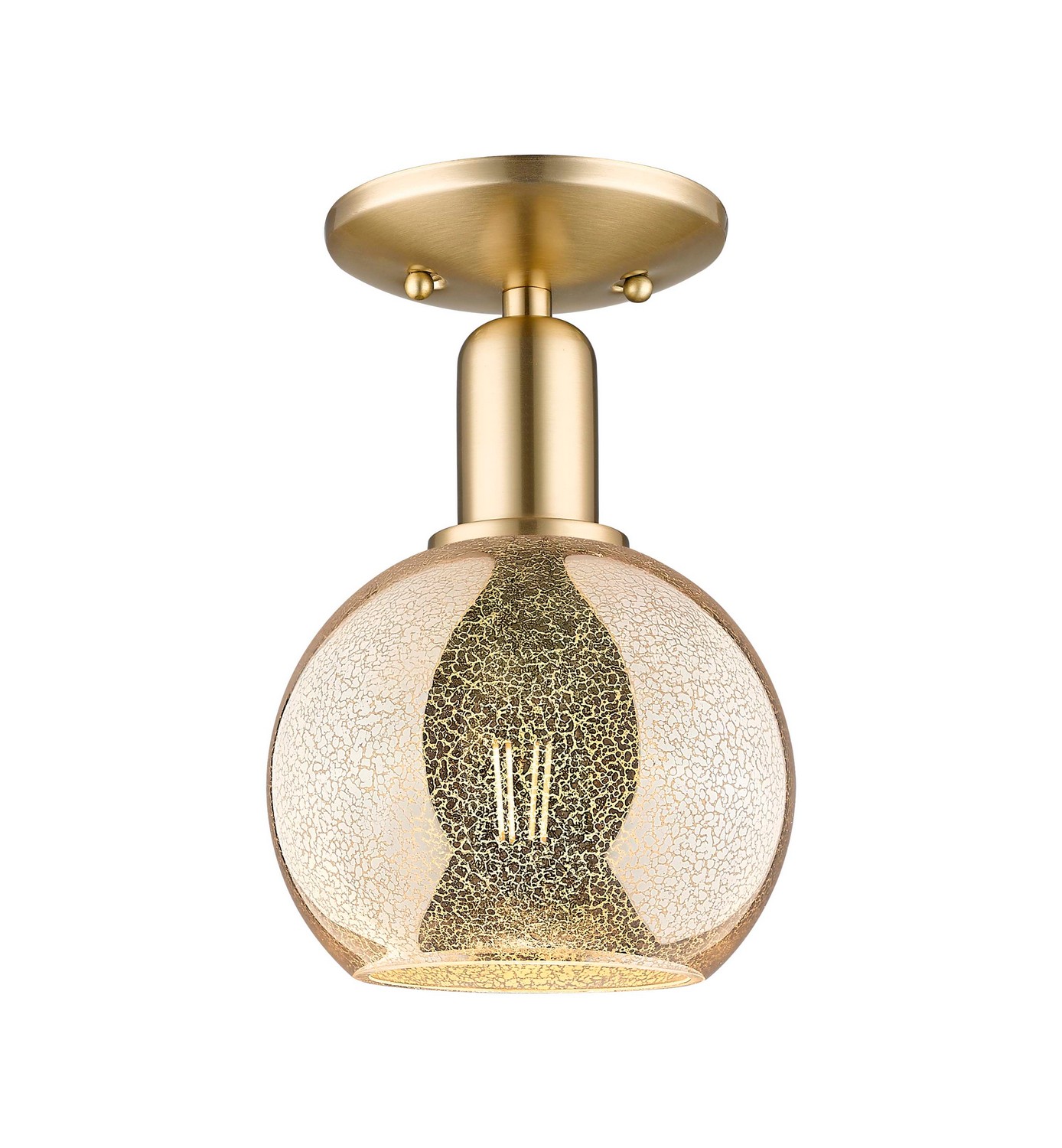 One Light Semi-Flush Mount by Innovations - Arcadia Collection, Champagne Bronze Finish - 716-1C-CB-G128-6
