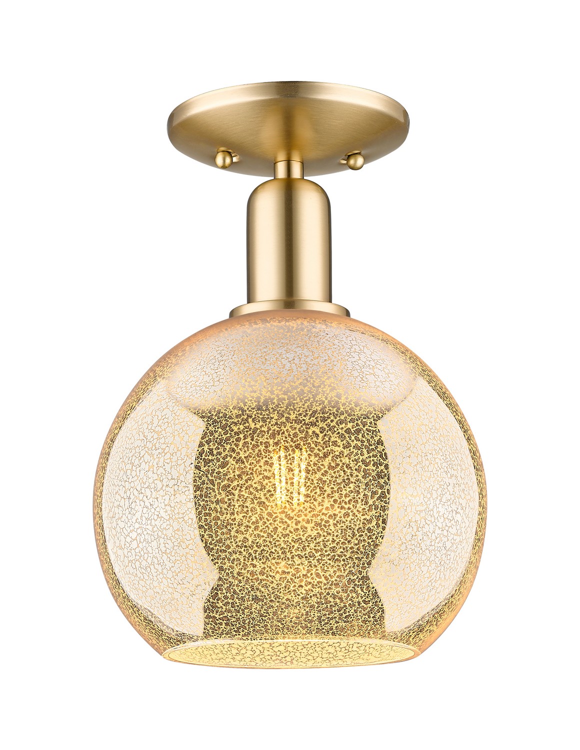 One Light Semi-Flush Mount by Innovations - Arcadia Collection, Champagne Bronze Finish - 716-1C-CB-G128-8