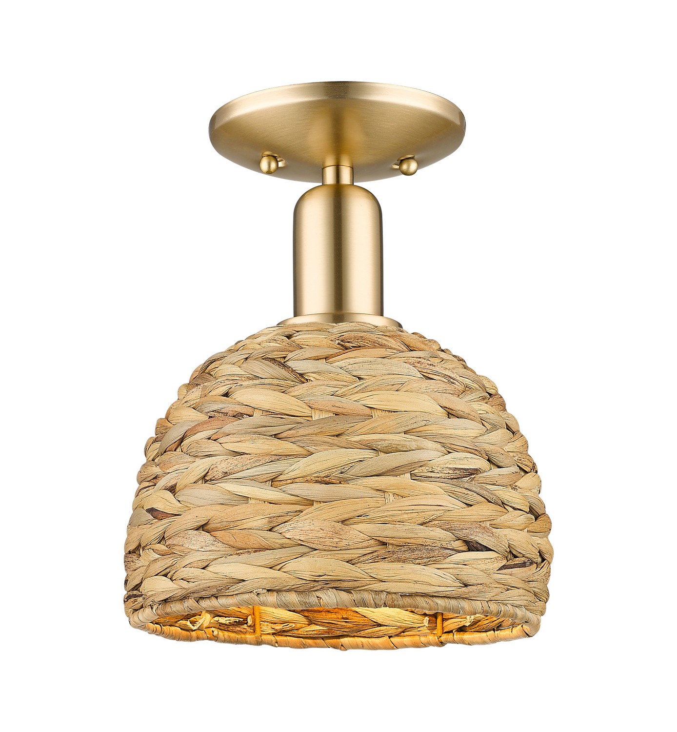 One Light Semi-Flush Mount by Innovations - Arcadia Collection, Champagne Bronze Finish - 716-1C-CB-RBD-8-NAT
