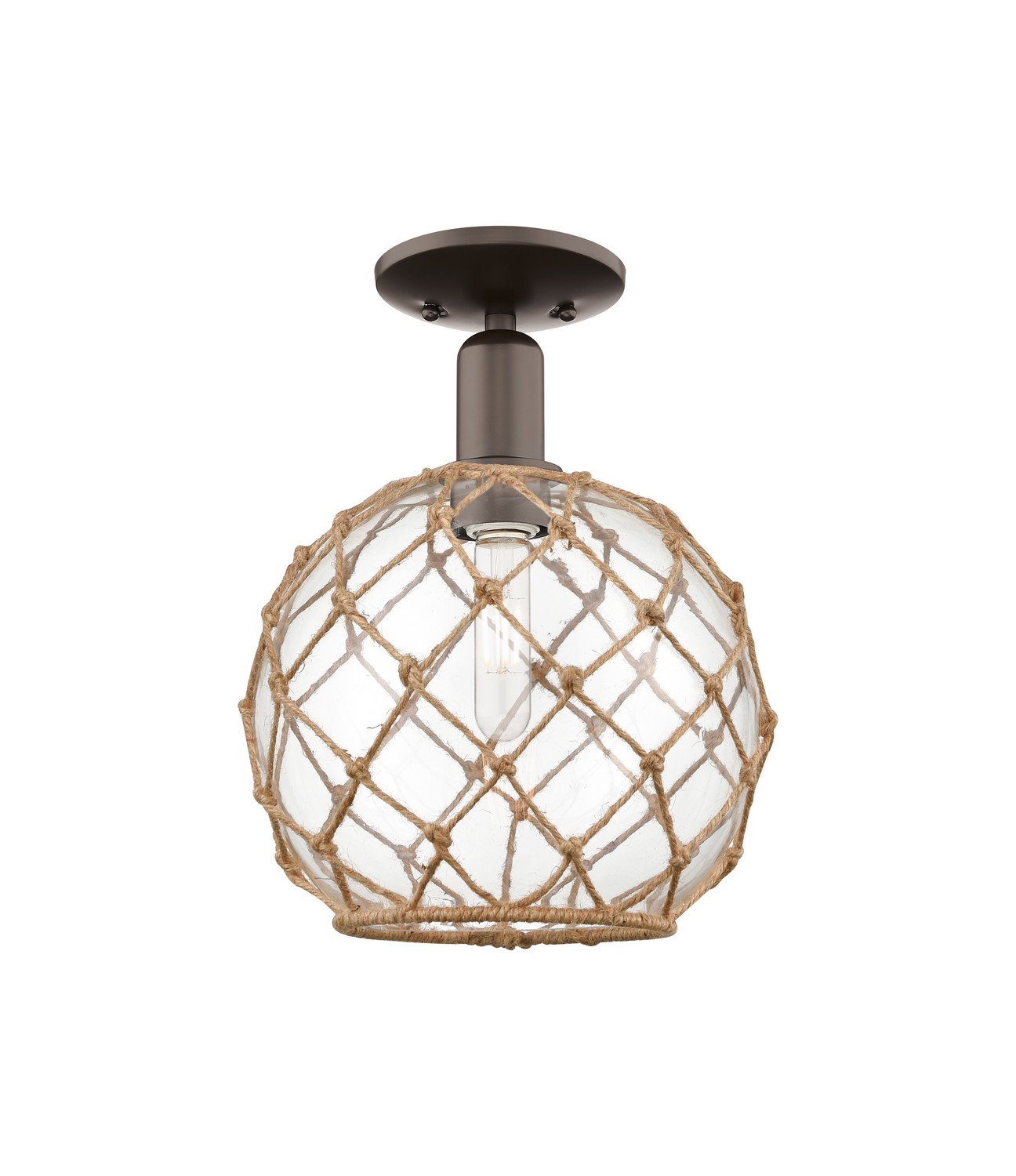One Light Semi-Flush Mount by Innovations - Arcadia Collection, Oil Rubbed Bronze Finish - 716-1C-OB-G122-10RB
