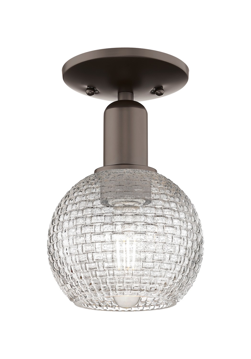One Light Semi-Flush Mount by Innovations - Arcadia Collection, Oil Rubbed Bronze Finish - 716-1C-OB-G122C-6CL
