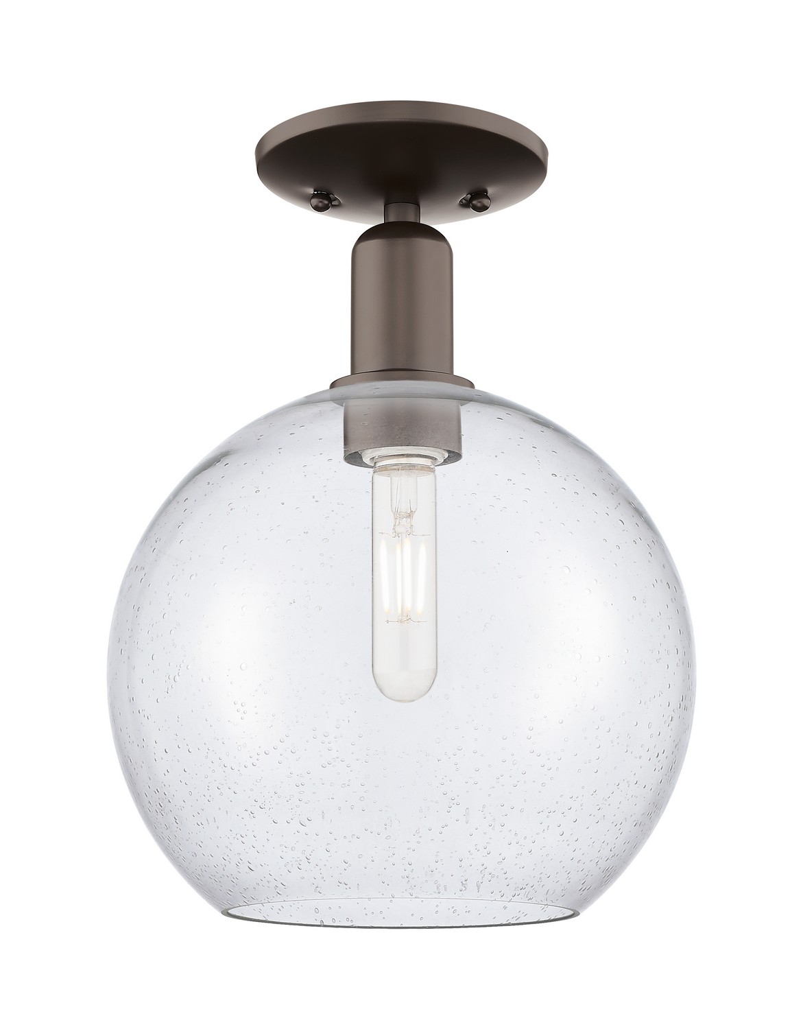 One Light Semi-Flush Mount by Innovations - Arcadia Collection, Oil Rubbed Bronze Finish - 716-1C-OB-G124-10