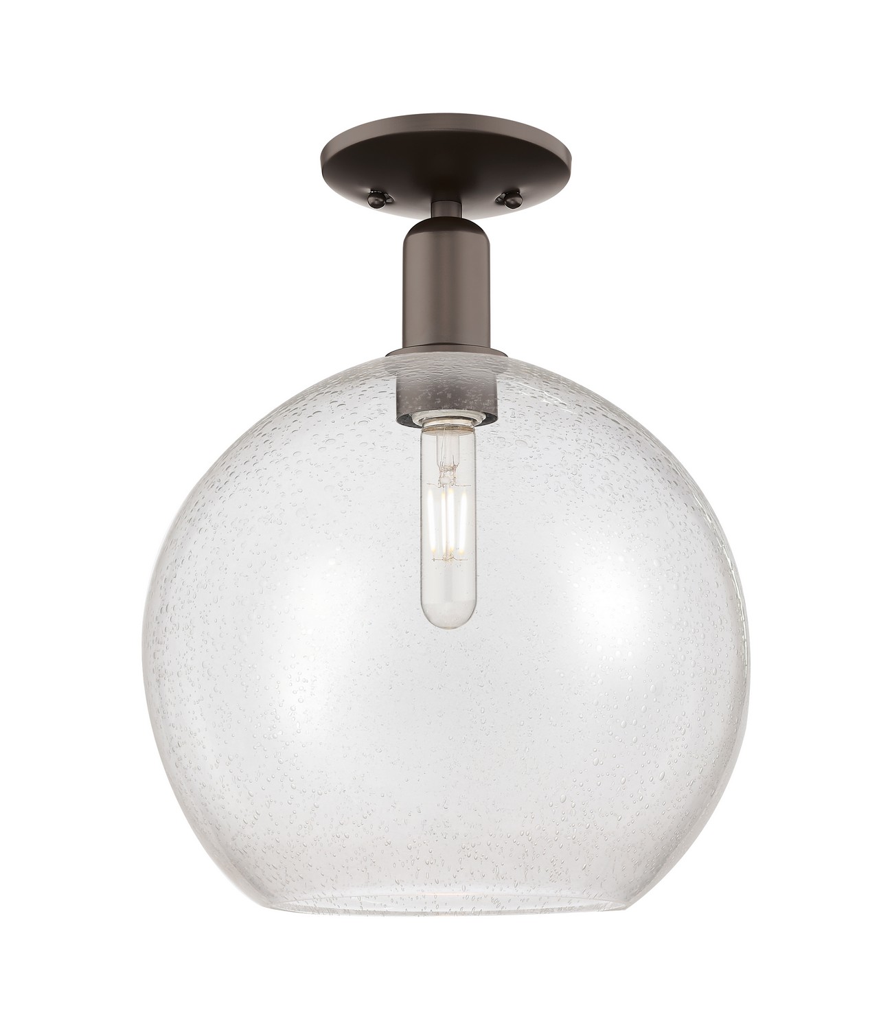 One Light Semi-Flush Mount by Innovations - Arcadia Collection, Oil Rubbed Bronze Finish - 716-1C-OB-G124-12