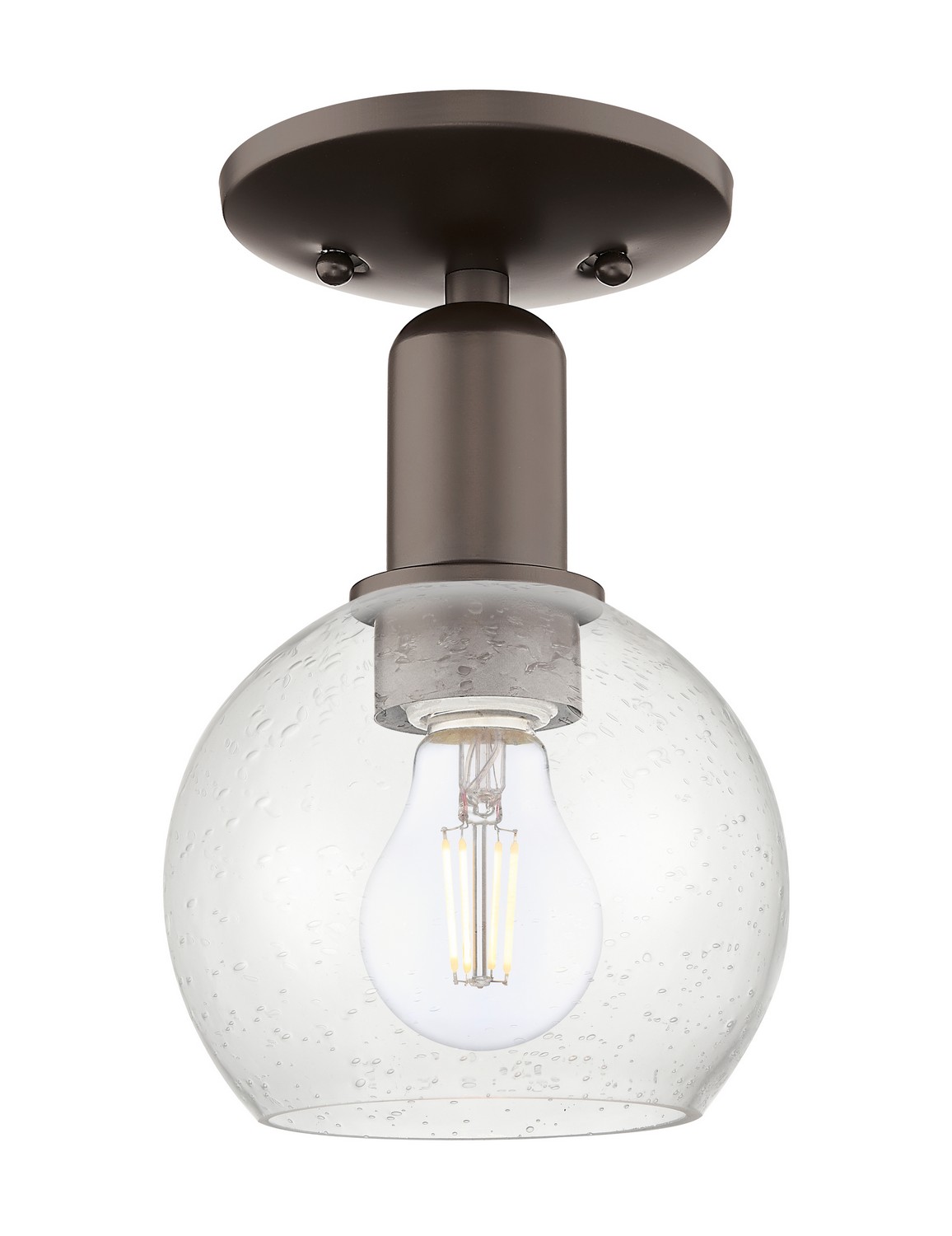 One Light Semi-Flush Mount by Innovations - Arcadia Collection, Oil Rubbed Bronze Finish - 716-1C-OB-G124-6