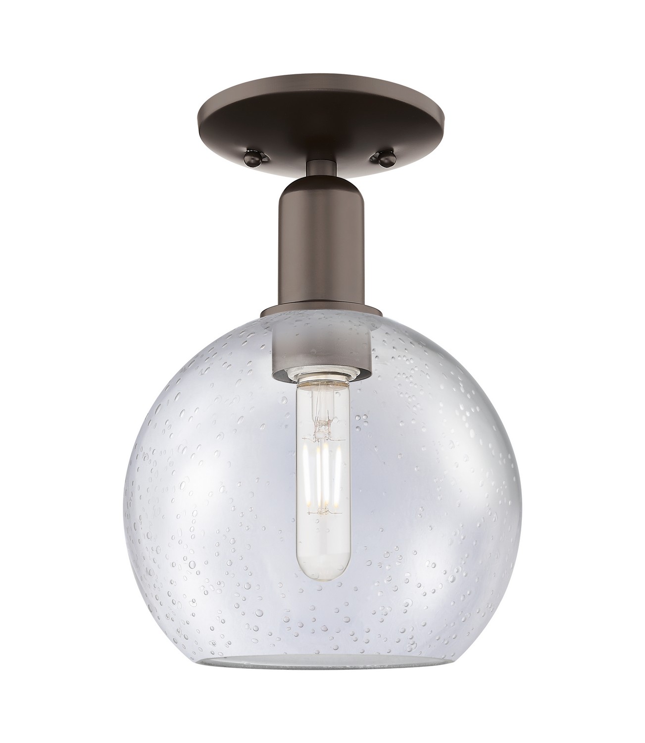 One Light Semi-Flush Mount by Innovations - Arcadia Collection, Oil Rubbed Bronze Finish - 716-1C-OB-G124-8