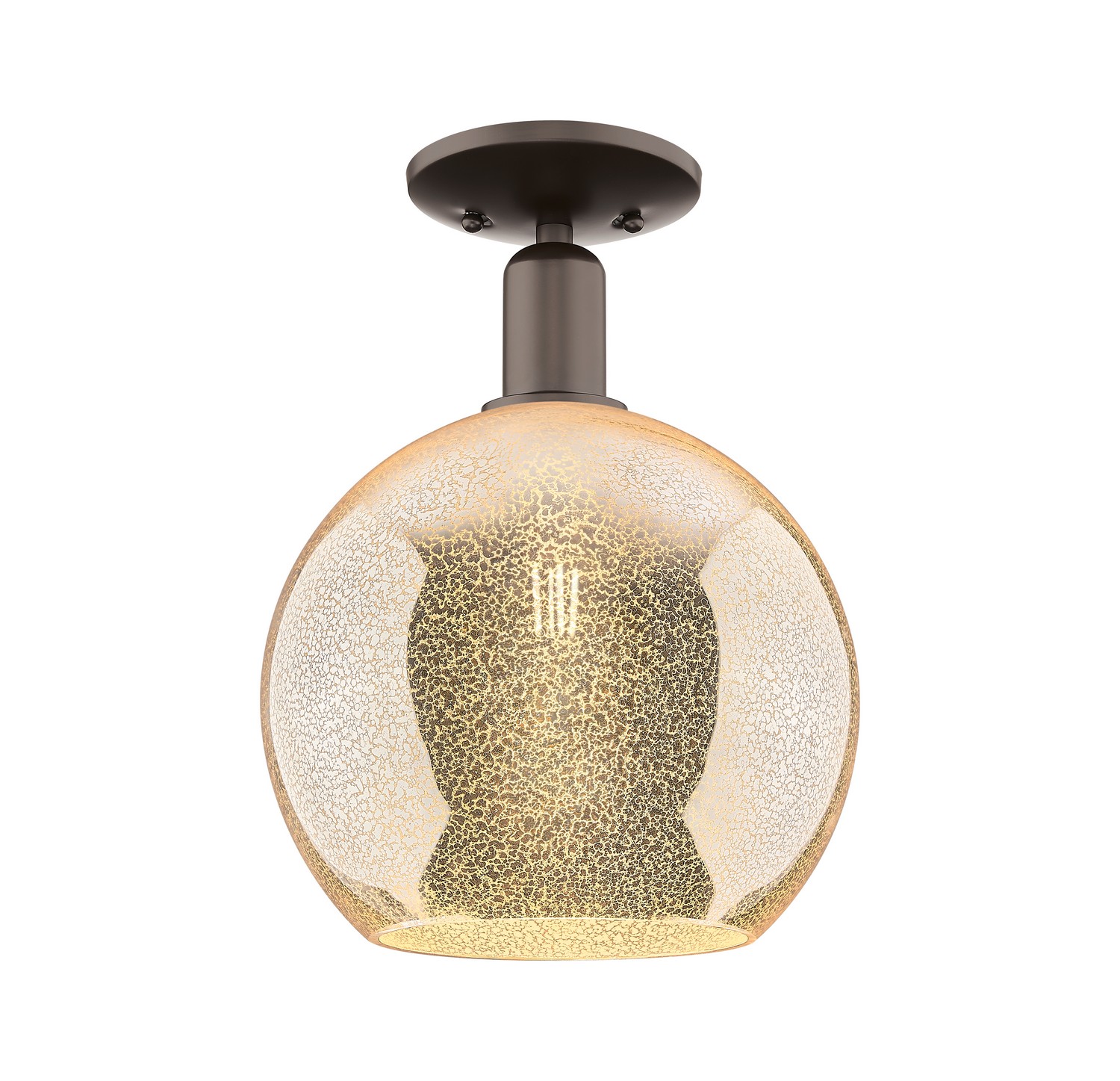 One Light Semi-Flush Mount by Innovations - Arcadia Collection, Oil Rubbed Bronze Finish - 716-1C-OB-G128-10