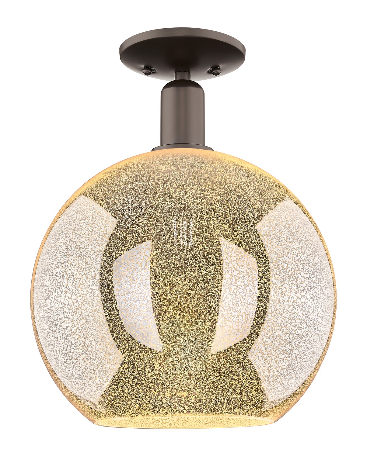 One Light Semi-Flush Mount by Innovations - Arcadia Collection, Oil Rubbed Bronze Finish - 716-1C-OB-G128-12