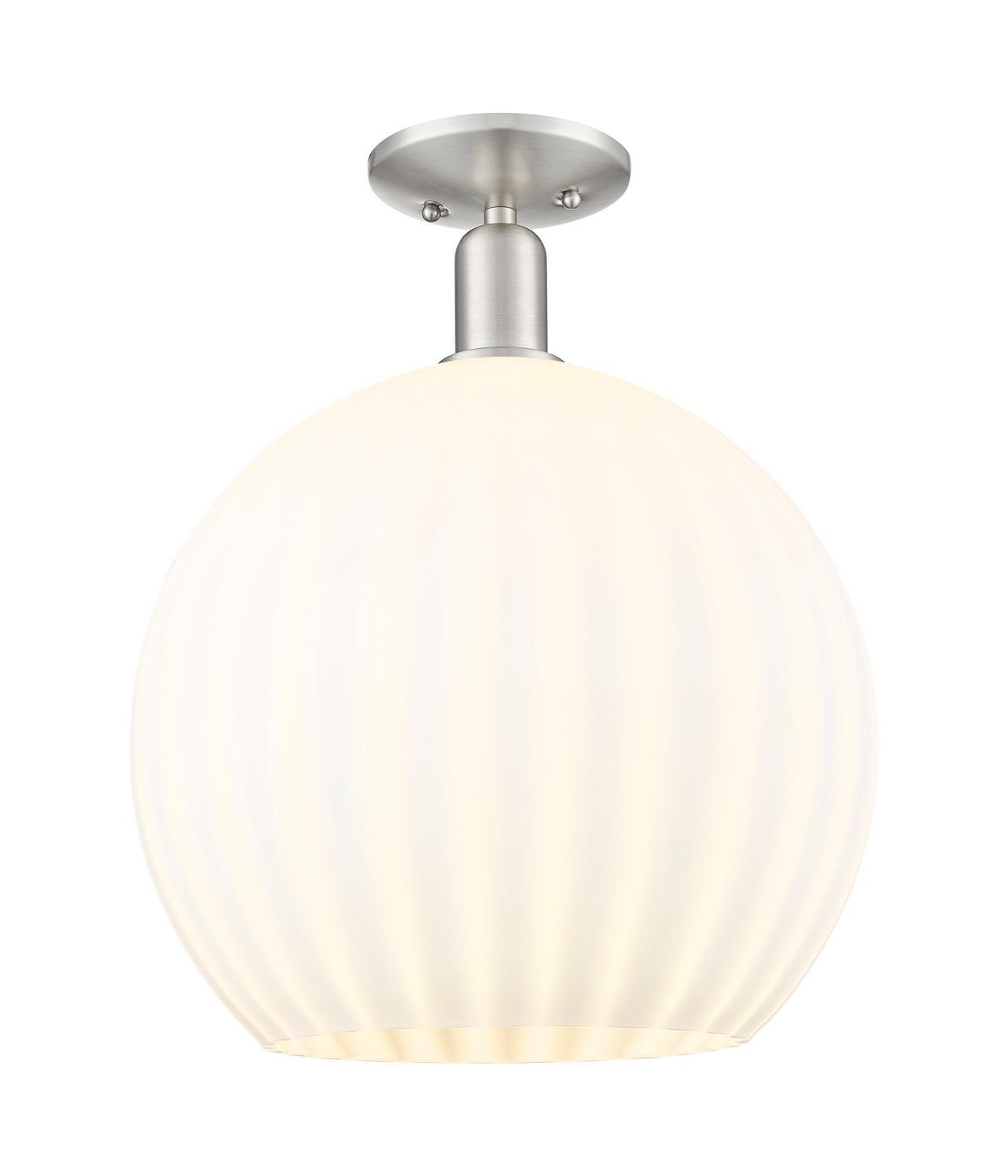 One Light Semi-Flush Mount by Innovations - Arcadia Collection, Brushed Satin Nickel Finish - 716-1C-SN-G1217-14WV