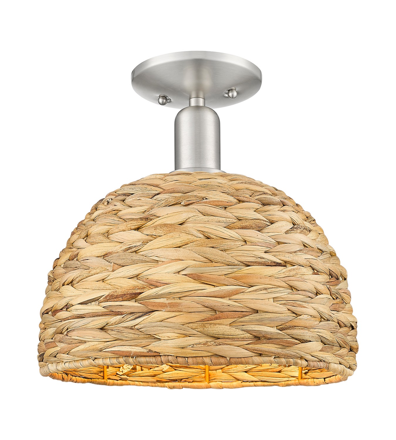 One Light Semi-Flush Mount by Innovations - Arcadia Collection, Brushed Satin Nickel Finish - 716-1C-SN-RBD-12-NAT