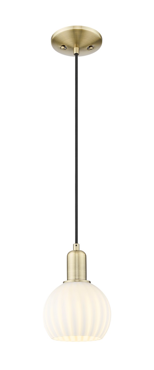 One Light Mini Pendant by Innovations - Arcadia Collection, Antique Brass Finish - 716-1P-AB-G1217-6WV