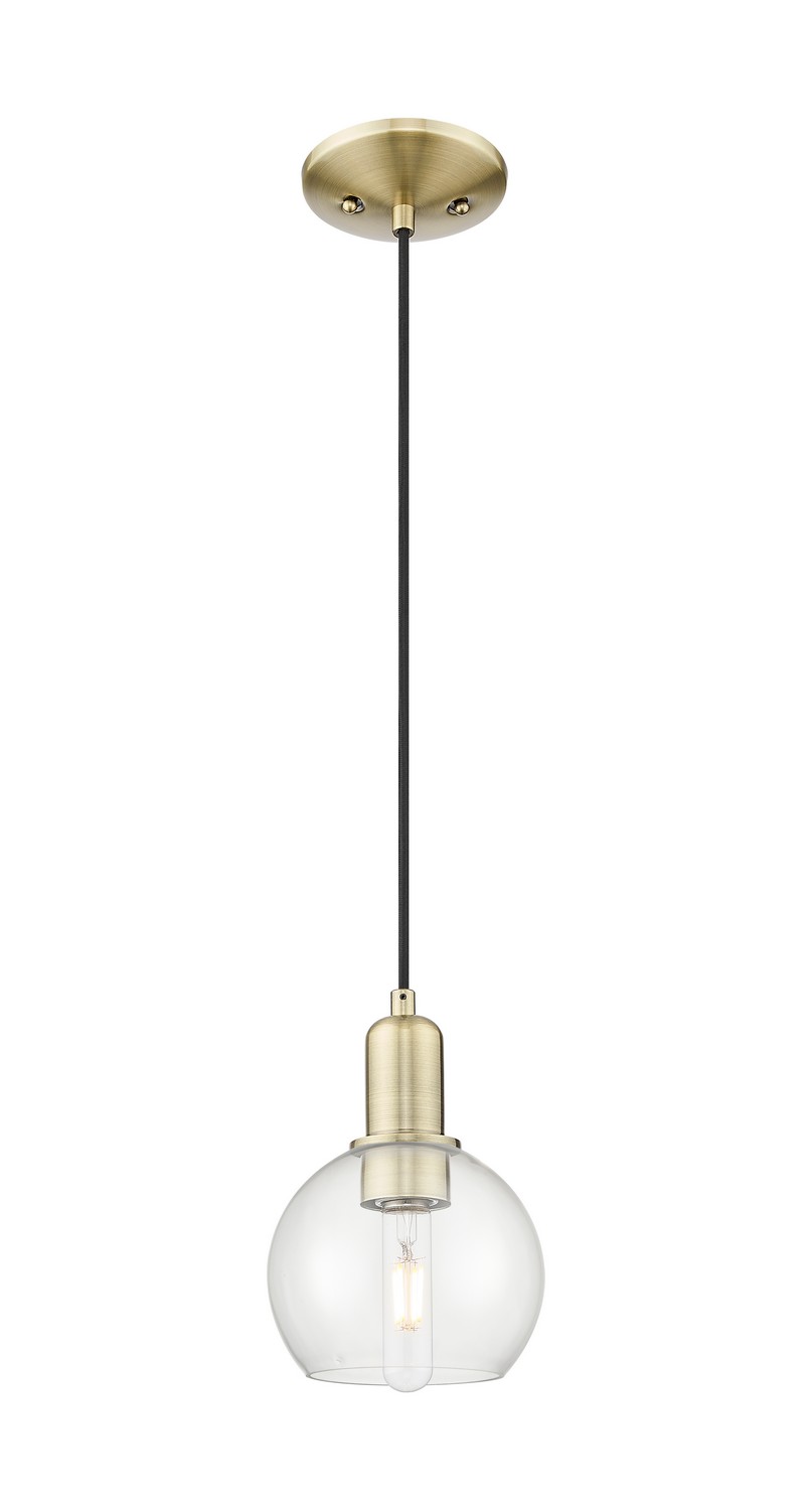 One Light Mini Pendant by Innovations - Arcadia Collection, Antique Brass Finish - 716-1P-AB-G122-6