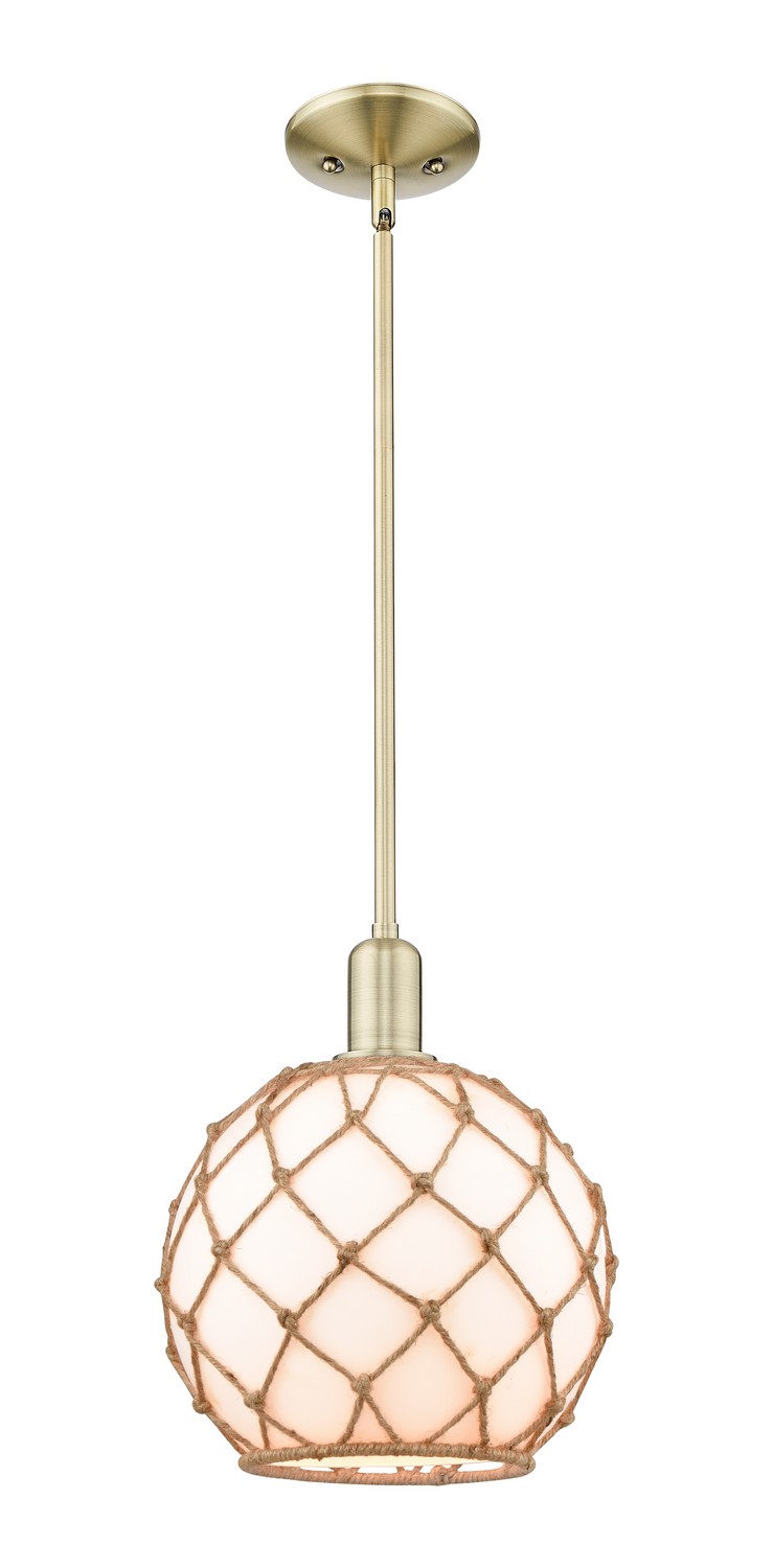 One Light Mini Pendant by Innovations - Arcadia Collection, Antique Brass Finish - 716-1S-AB-G121-10RB