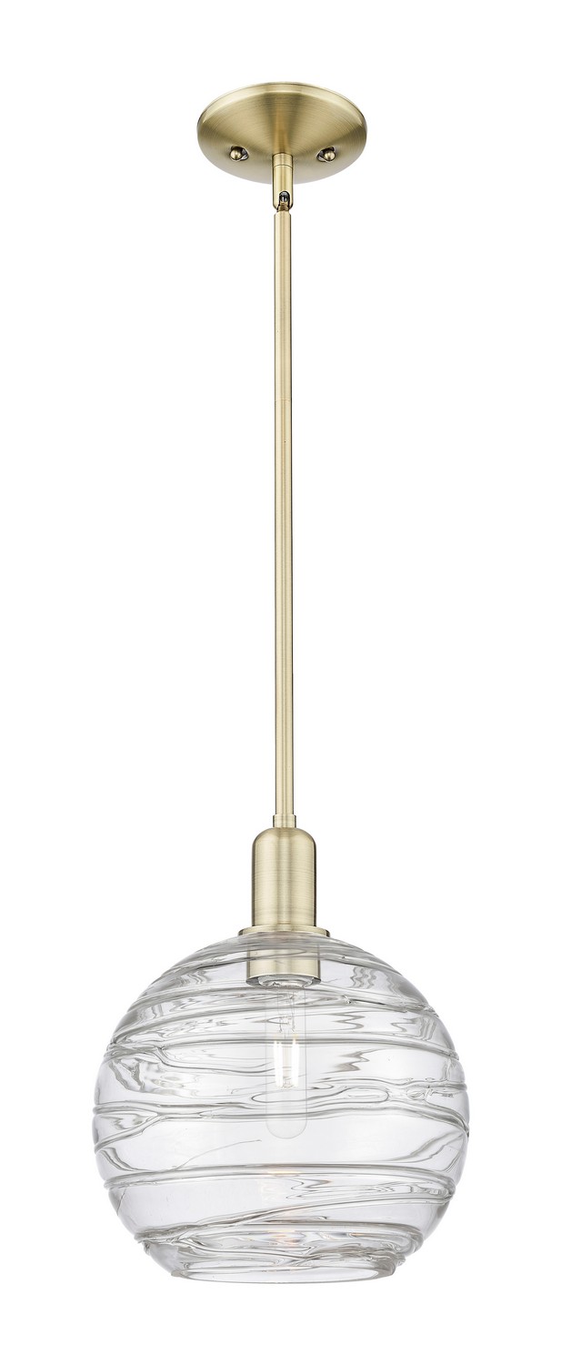 One Light Mini Pendant by Innovations - Arcadia Collection, Antique Brass Finish - 716-1S-AB-G1213-10CL