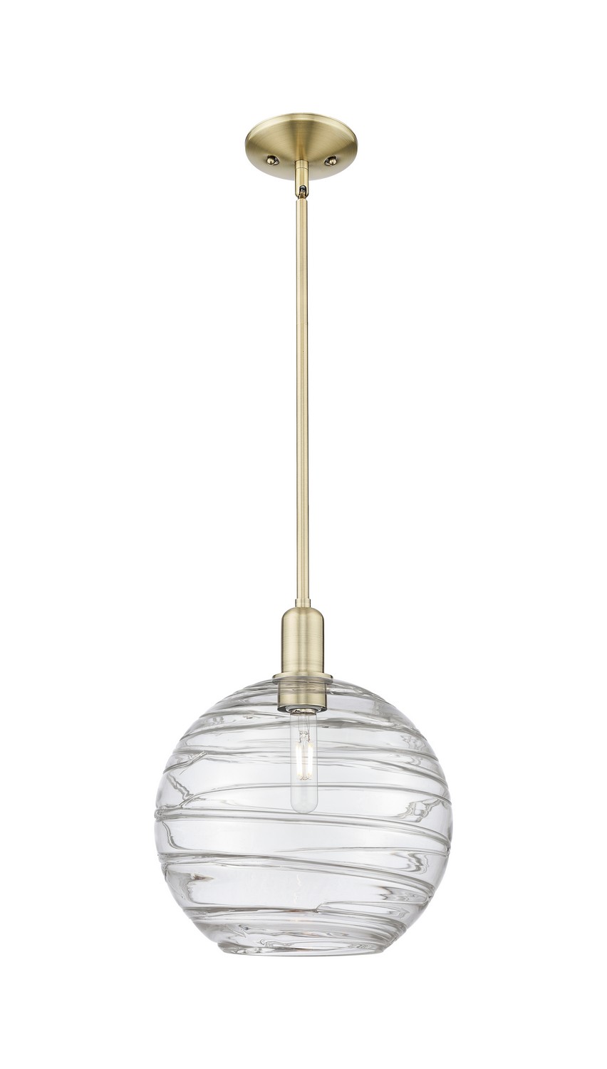 One Light Mini Pendant by Innovations - Arcadia Collection, Antique Brass Finish - 716-1S-AB-G1213-12CL