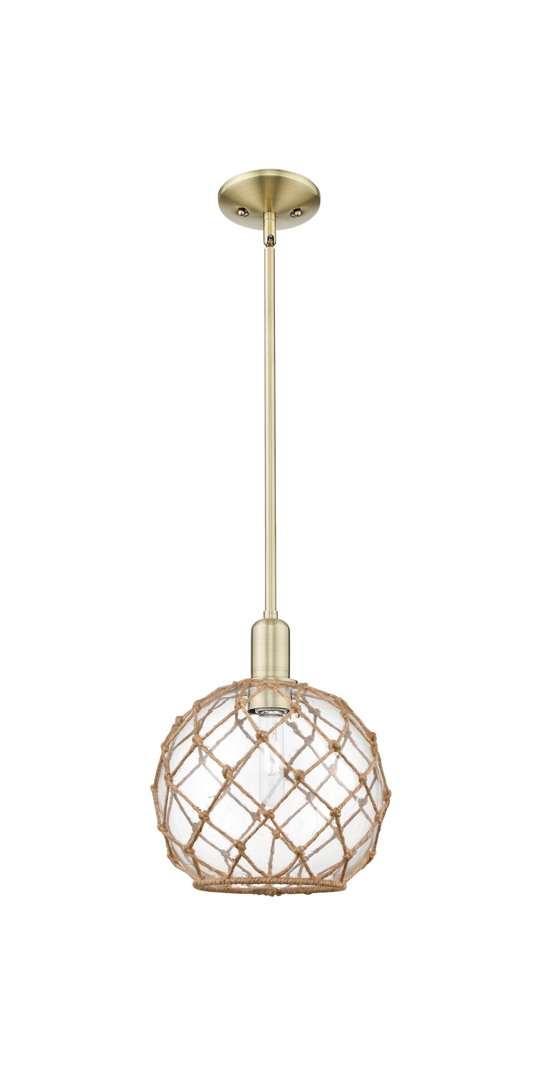 One Light Mini Pendant by Innovations - Arcadia Collection, Antique Brass Finish - 716-1S-AB-G122-10RB