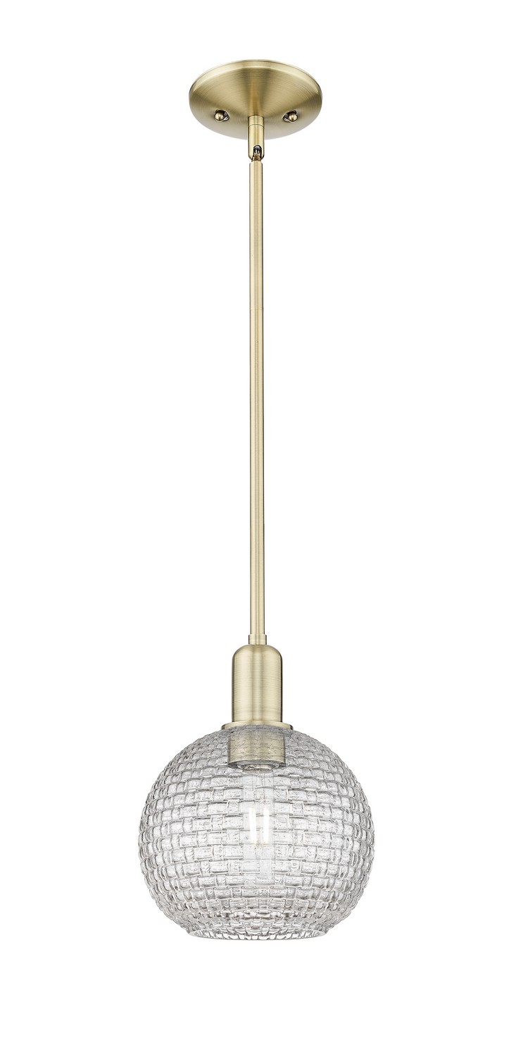 One Light Mini Pendant by Innovations - Arcadia Collection, Antique Brass Finish - 716-1S-AB-G122C-8CL