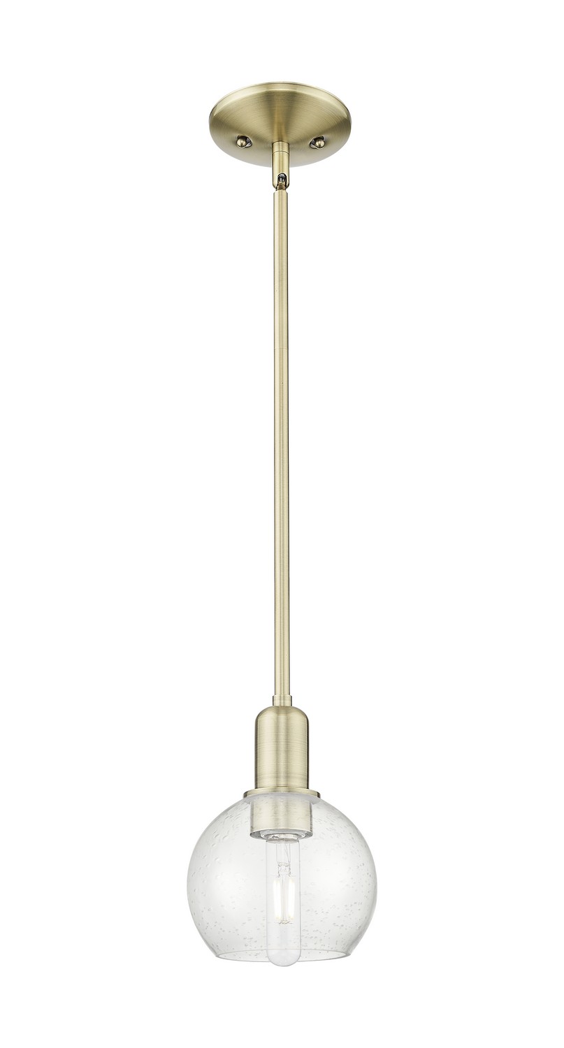 One Light Mini Pendant by Innovations - Arcadia Collection, Antique Brass Finish - 716-1S-AB-G124-6