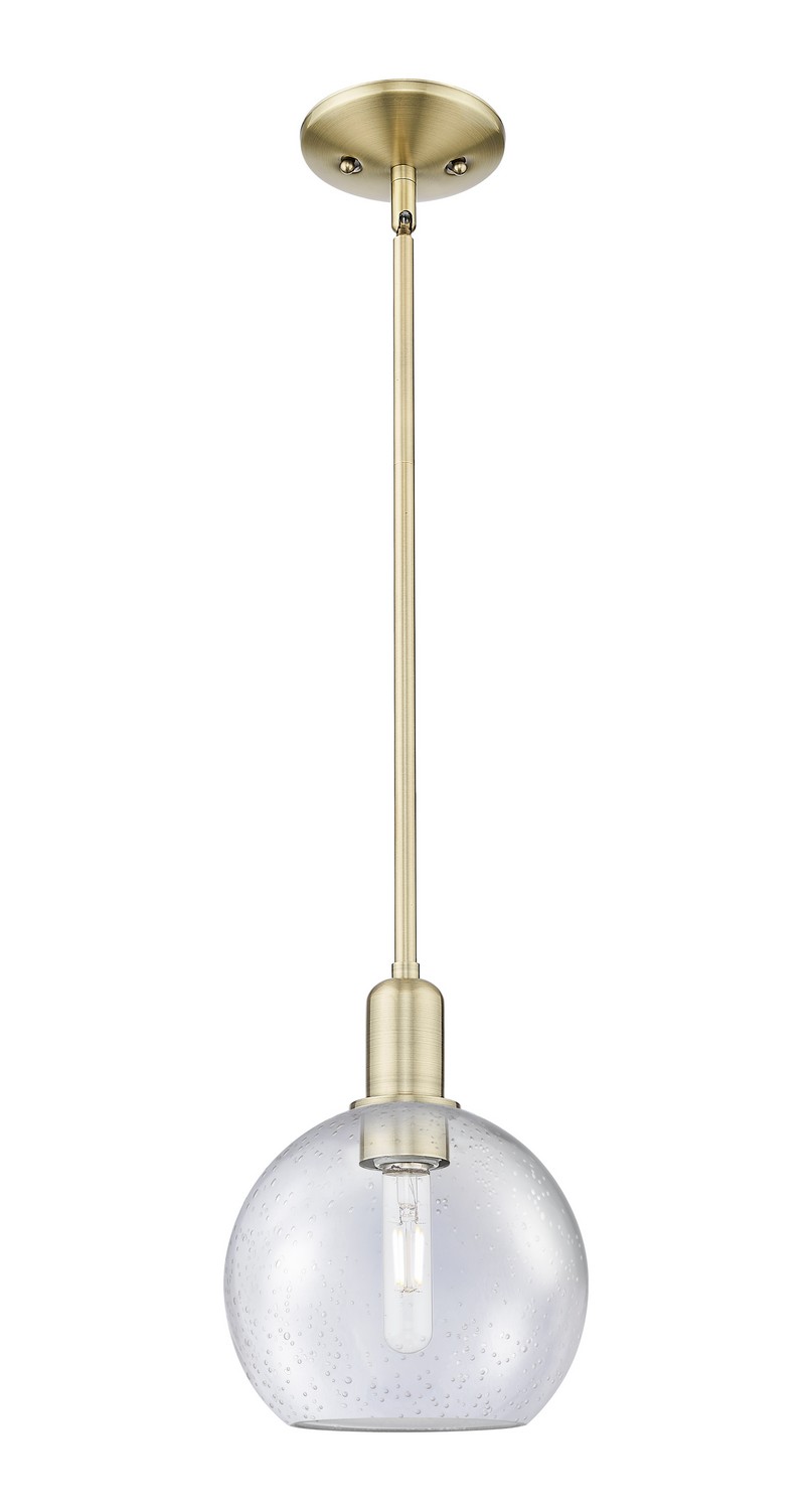 One Light Mini Pendant by Innovations - Arcadia Collection, Antique Brass Finish - 716-1S-AB-G124-8