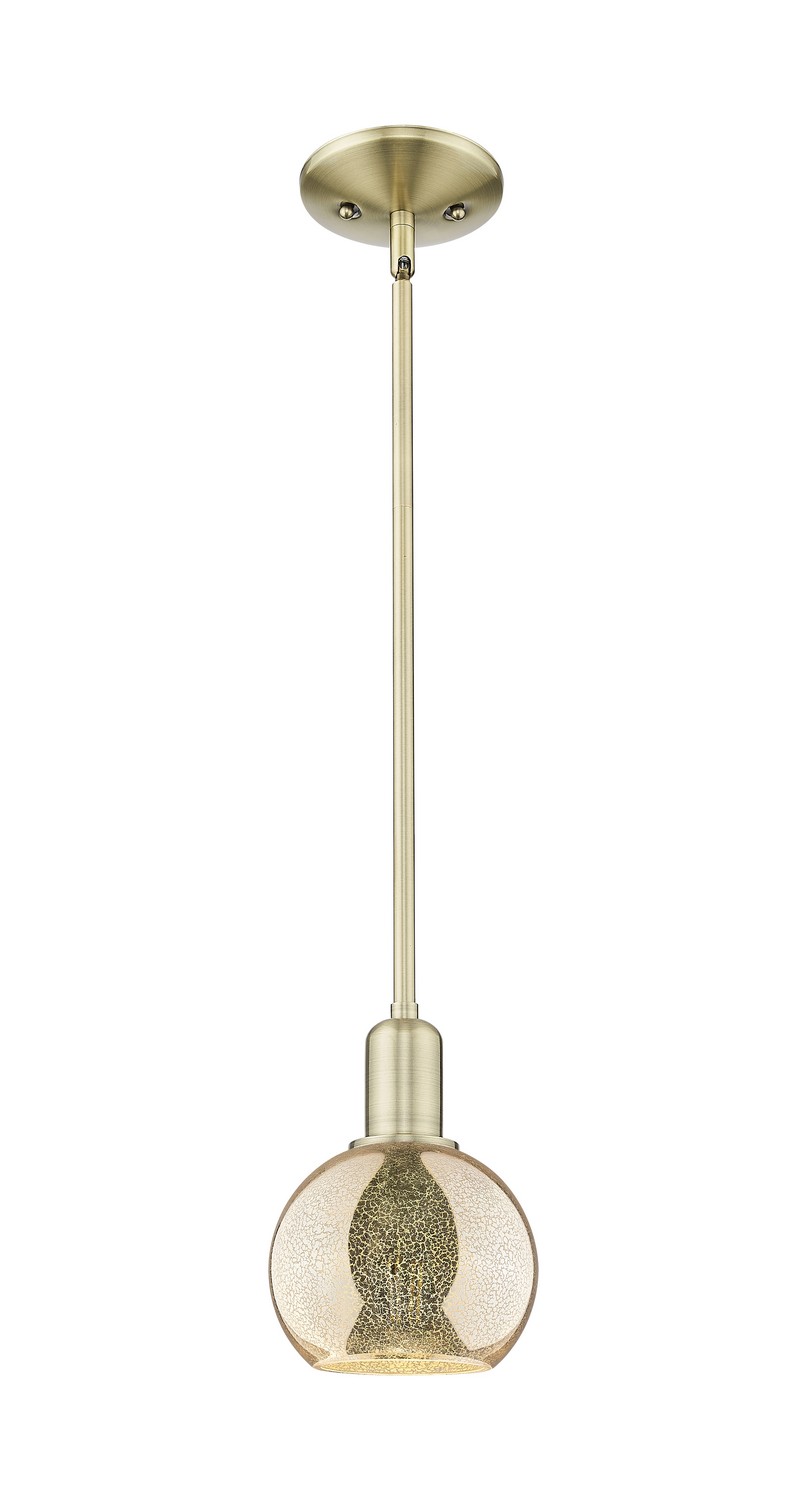 One Light Mini Pendant by Innovations - Arcadia Collection, Antique Brass Finish - 716-1S-AB-G128-6