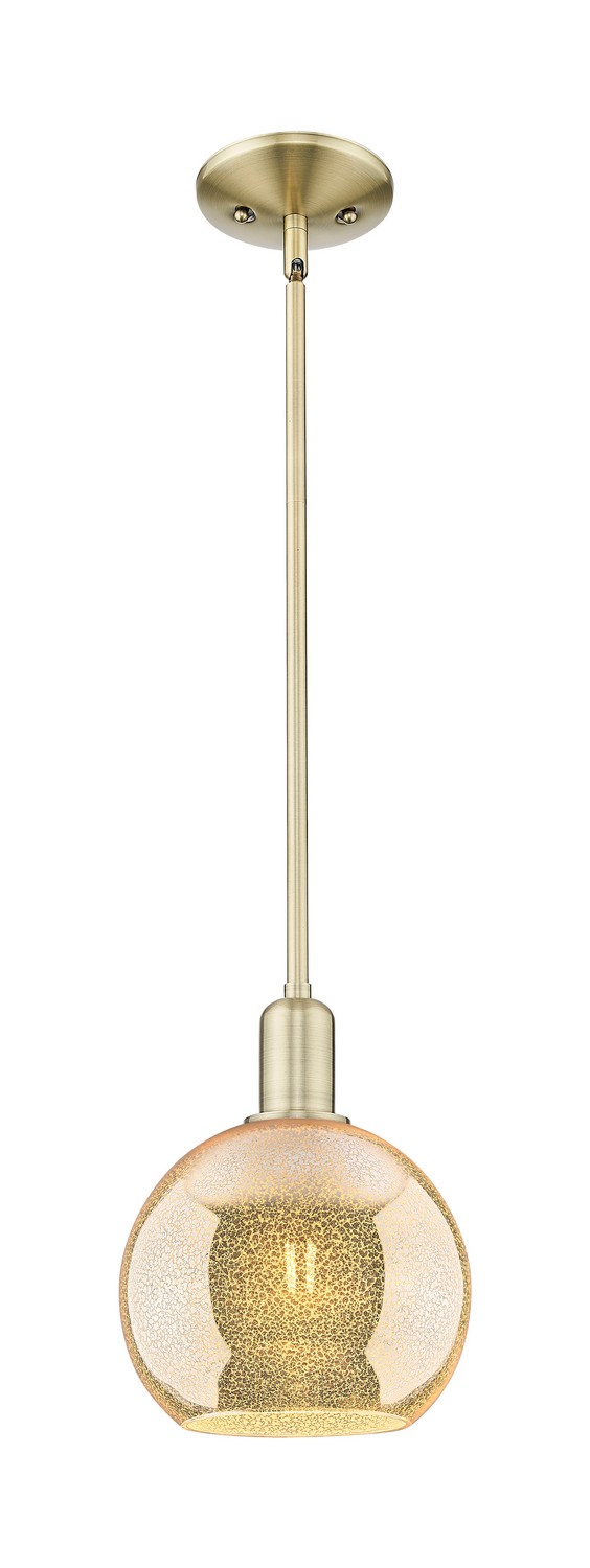 One Light Mini Pendant by Innovations - Arcadia Collection, Antique Brass Finish - 716-1S-AB-G128-8