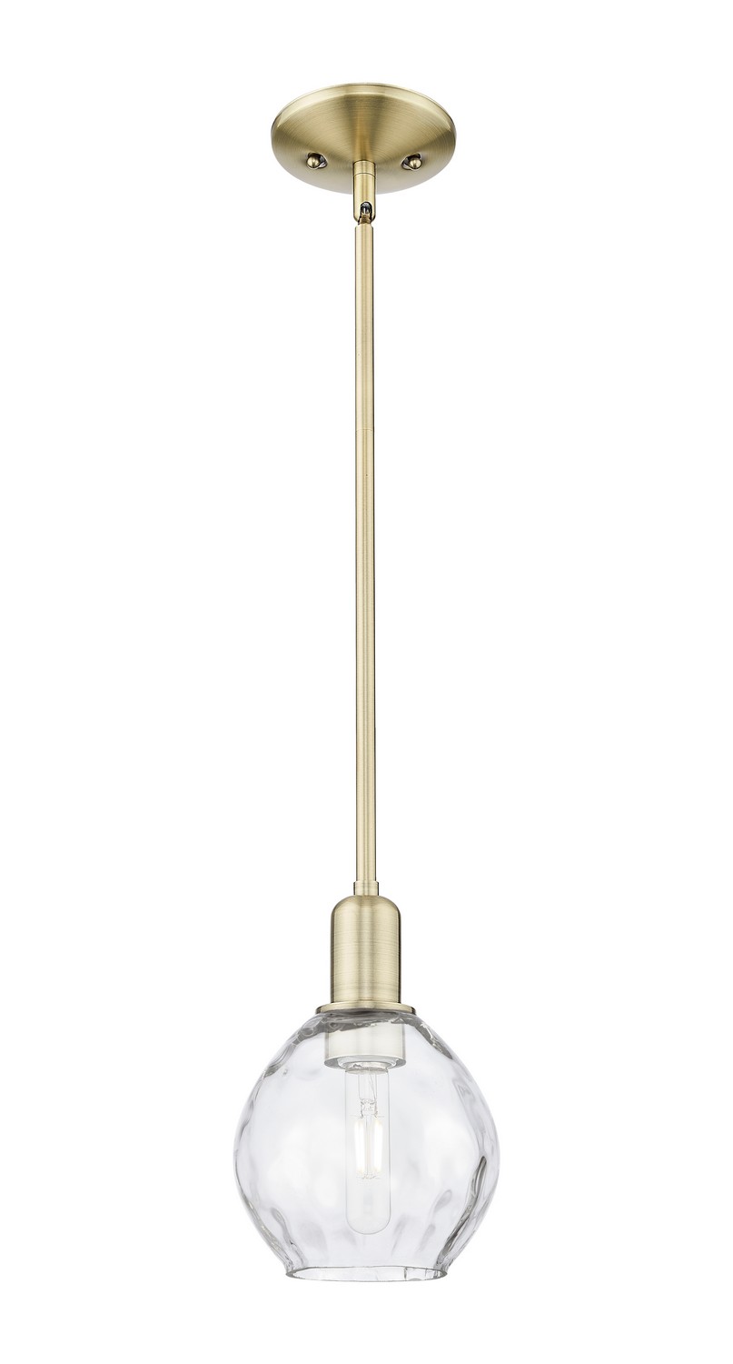 One Light Mini Pendant by Innovations - Arcadia Collection, Antique Brass Finish - 716-1S-AB-G362