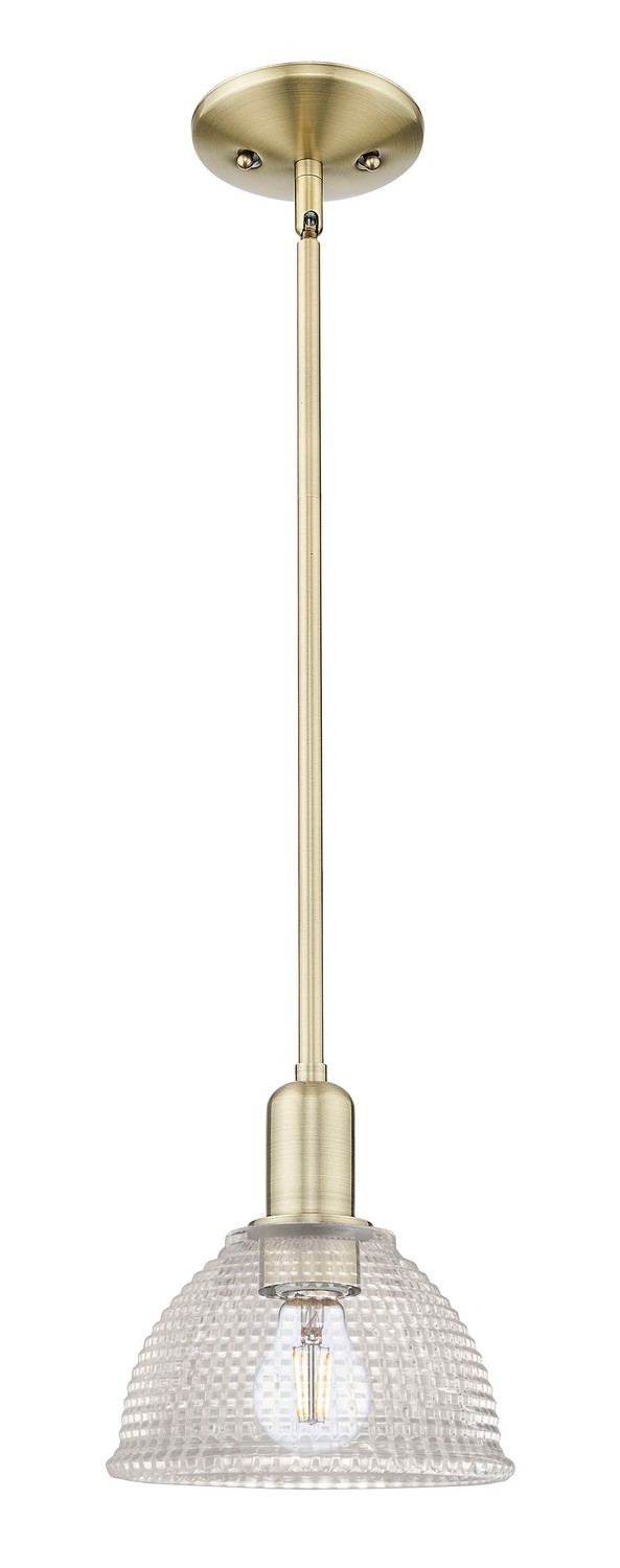 One Light Mini Pendant by Innovations - Arcadia Collection, Antique Brass Finish - 716-1S-AB-G422
