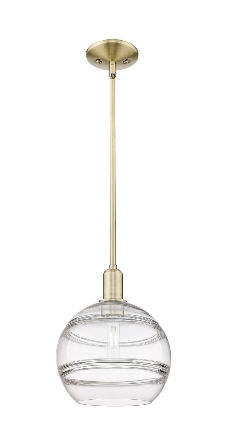 One Light Mini Pendant by Innovations - Arcadia Collection, Antique Brass Finish - 716-1S-AB-G556-10CL