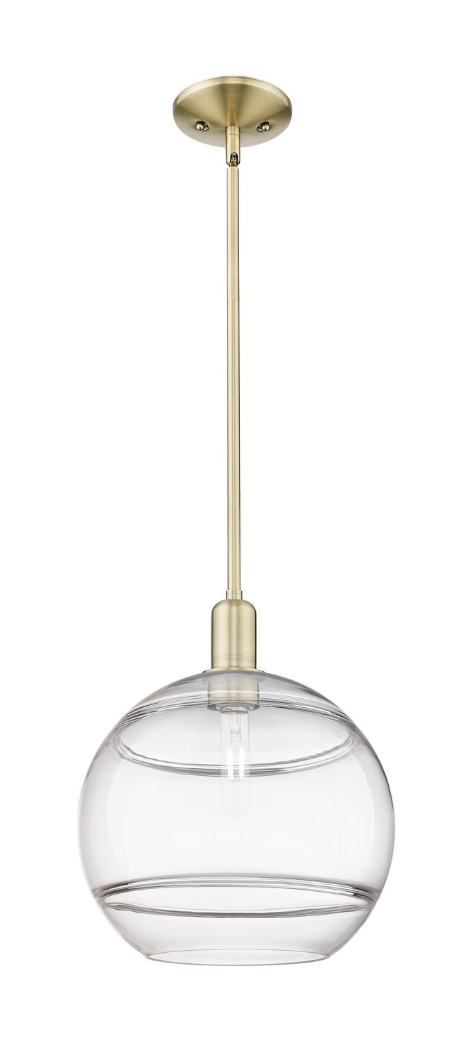 One Light Mini Pendant by Innovations - Arcadia Collection, Antique Brass Finish - 716-1S-AB-G556-12CL