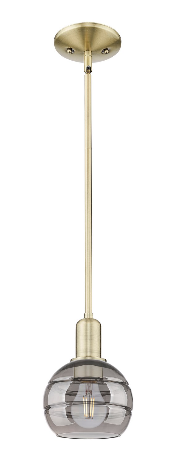 One Light Mini Pendant by Innovations - Arcadia Collection, Antique Brass Finish - 716-1S-AB-G556-6SM