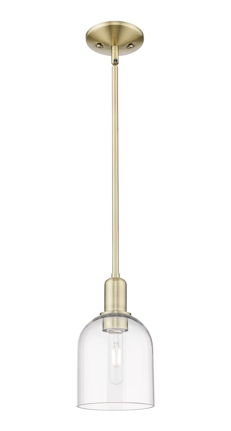 One Light Mini Pendant by Innovations - Arcadia Collection, Antique Brass Finish - 716-1S-AB-G558-6CL