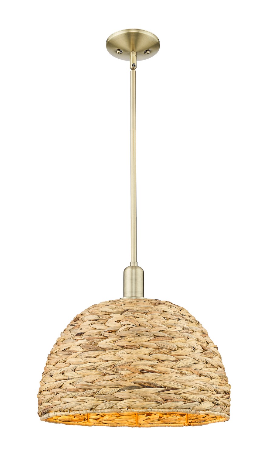 One Light Mini Pendant by Innovations - Arcadia Collection, Antique Brass Finish - 716-1S-AB-RBD-16-NAT