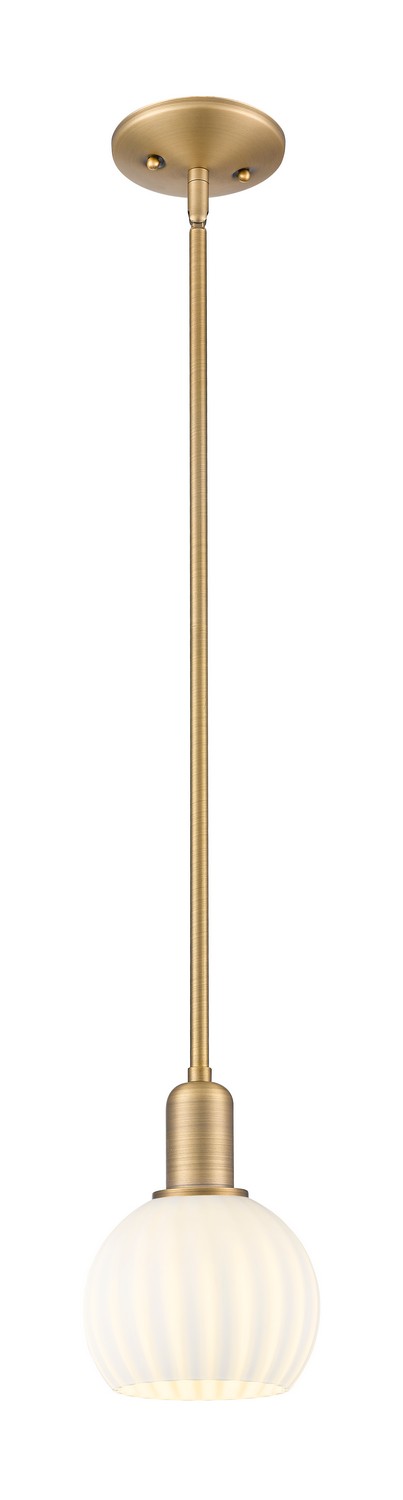 One Light Mini Pendant by Innovations - Arcadia Collection, Brushed Brass Finish - 716-1S-BB-G1217-6WV