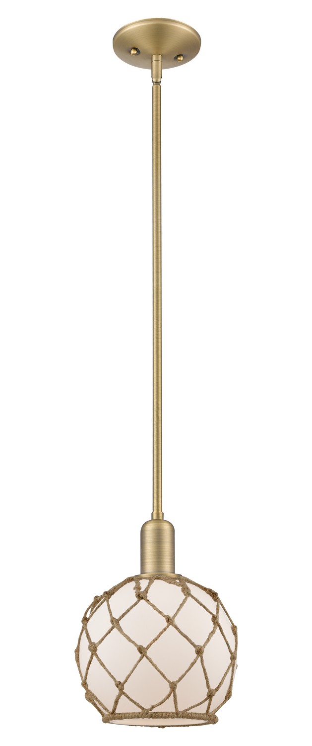 One Light Mini Pendant by Innovations - Arcadia Collection, Brushed Brass Finish - 716-1S-BB-G121-8RB