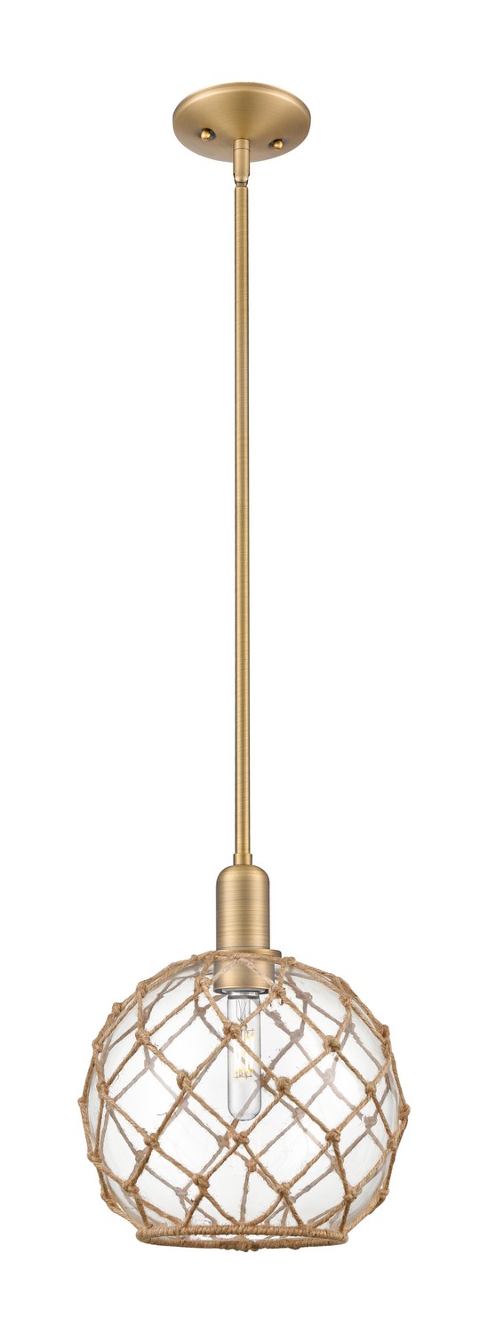 One Light Mini Pendant by Innovations - Arcadia Collection, Brushed Brass Finish - 716-1S-BB-G122-10RB