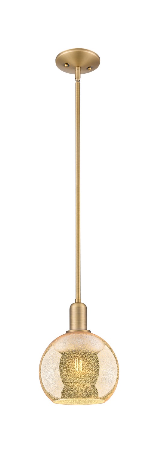 One Light Mini Pendant by Innovations - Arcadia Collection, Brushed Brass Finish - 716-1S-BB-G128-8