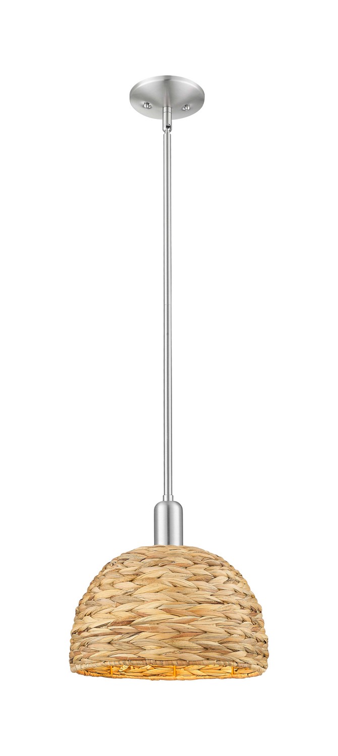 One Light Mini Pendant by Innovations - Arcadia Collection, Brushed Satin Nickel Finish - 716-1S-SN-RBD-12-NAT