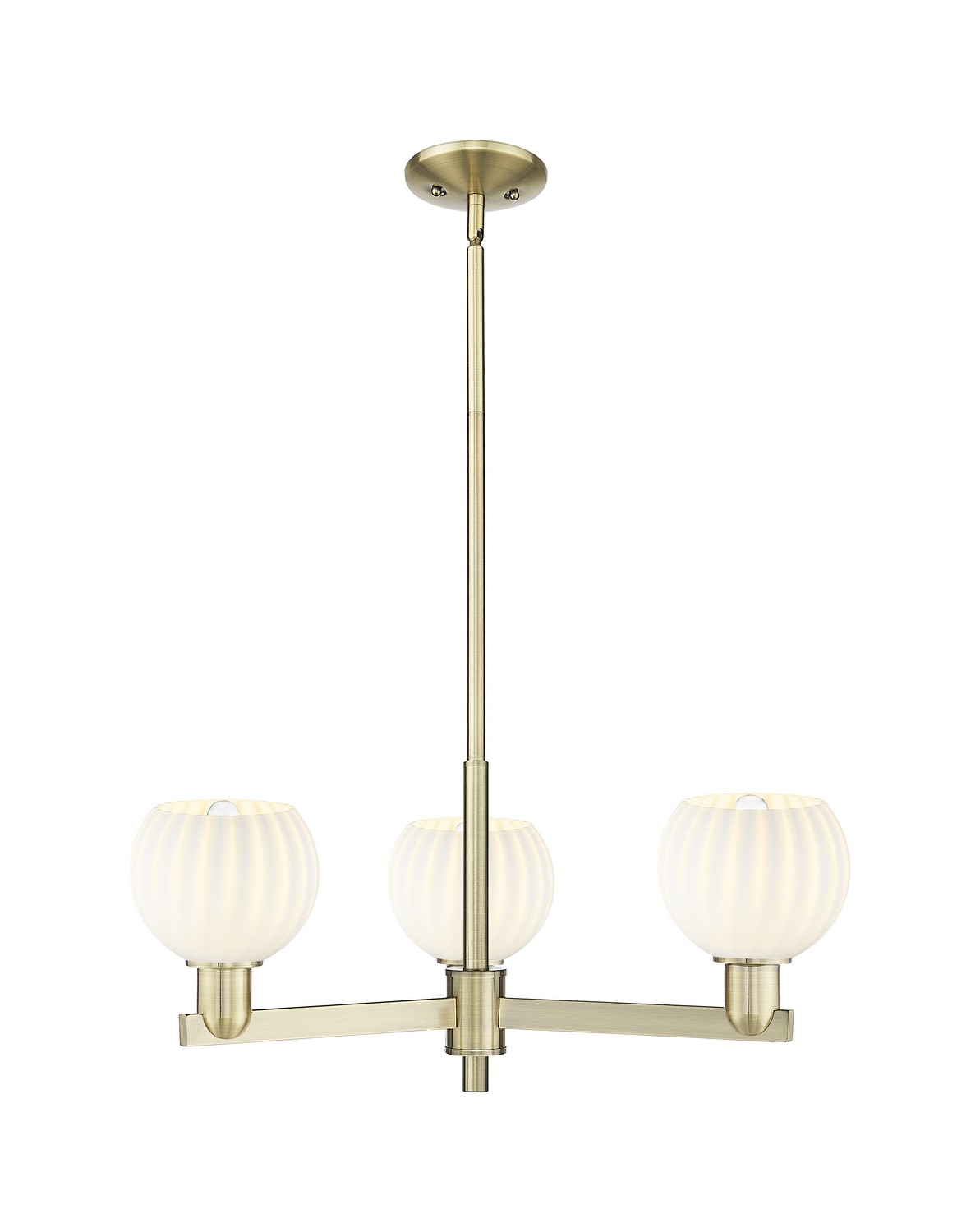 Three Light Pendant by Innovations - Arcadia Collection, Antique Brass Finish - 716-3CR-AB-G1217-6WV