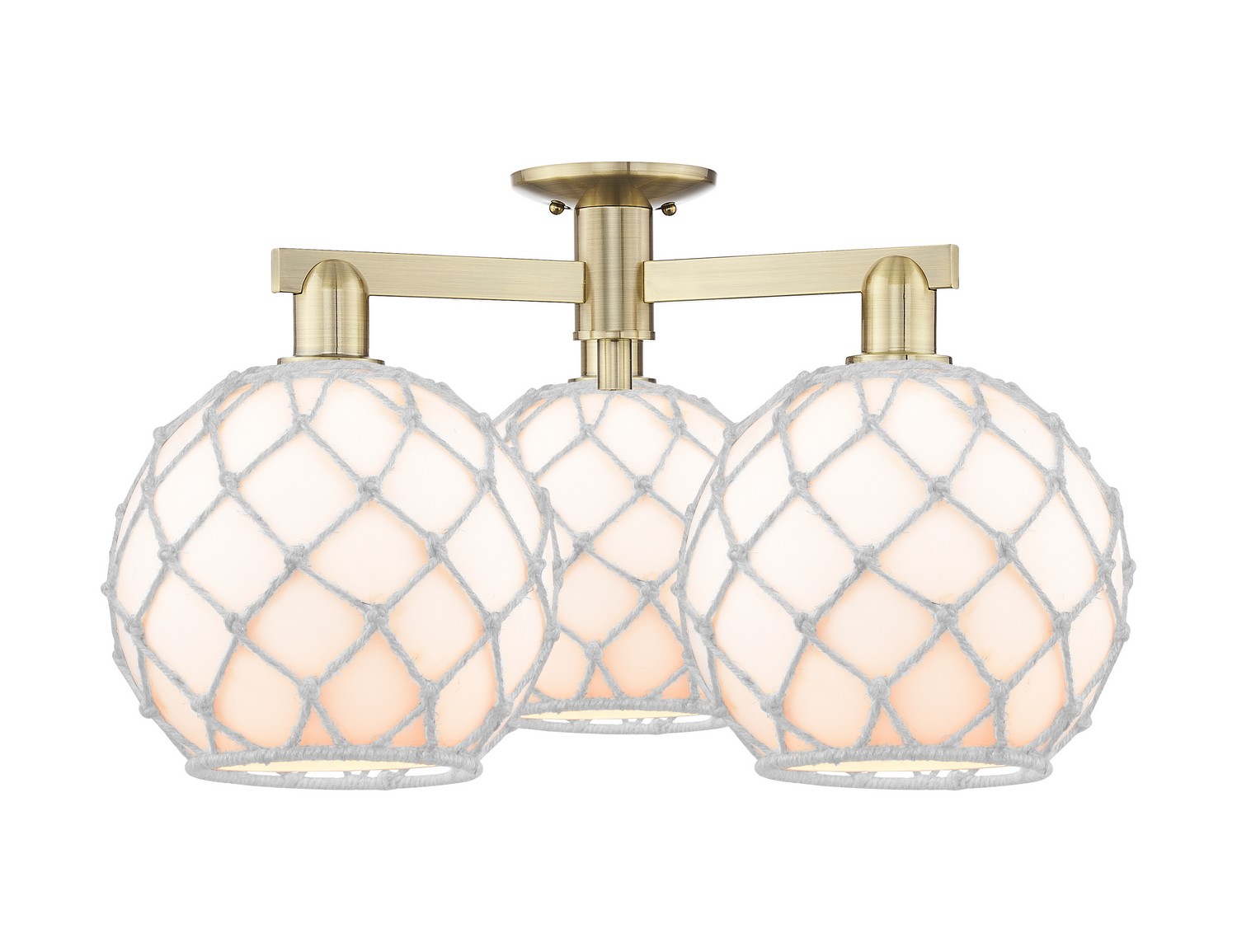 Three Light Semi-Flush Mount by Innovations - Arcadia Collection, Antique Brass Finish - 716-3F-AB-G121-10RW
