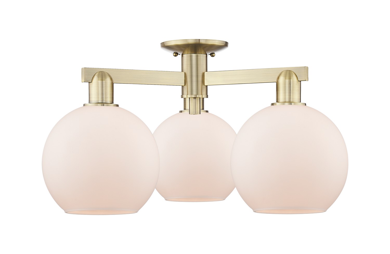 Three Light Semi-Flush Mount by Innovations - Arcadia Collection, Antique Brass Finish - 716-3F-AB-G121-8