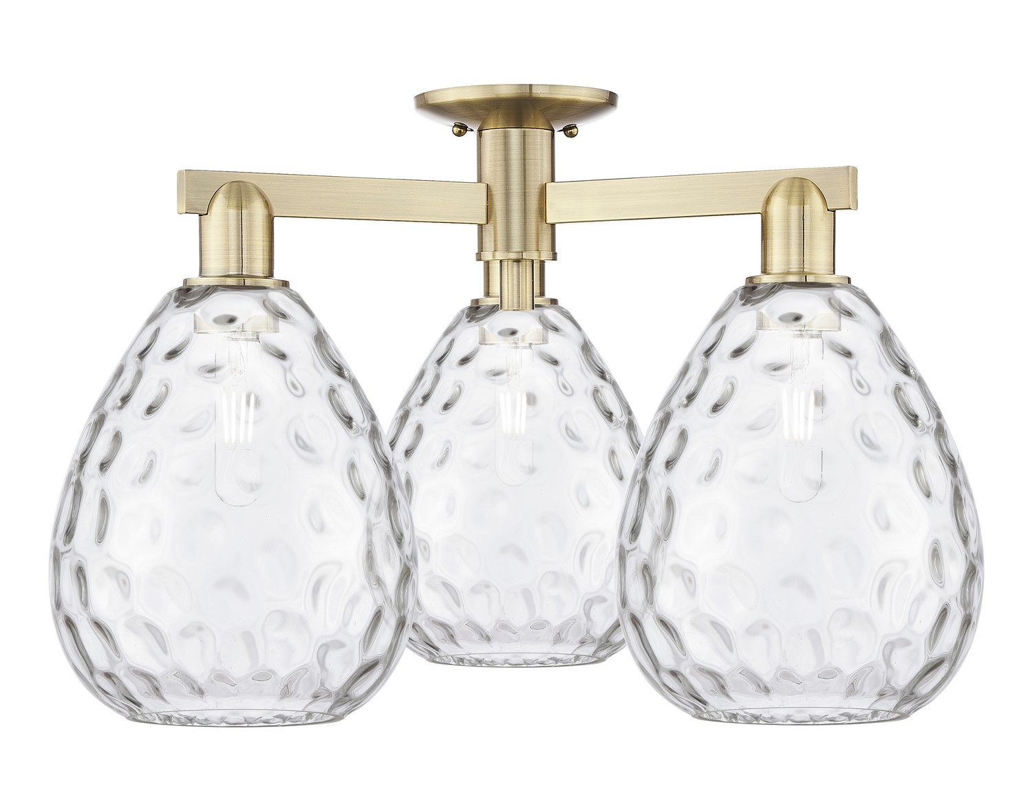 Three Light Semi-Flush Mount by Innovations - Arcadia Collection, Antique Brass Finish - 716-3F-AB-G372