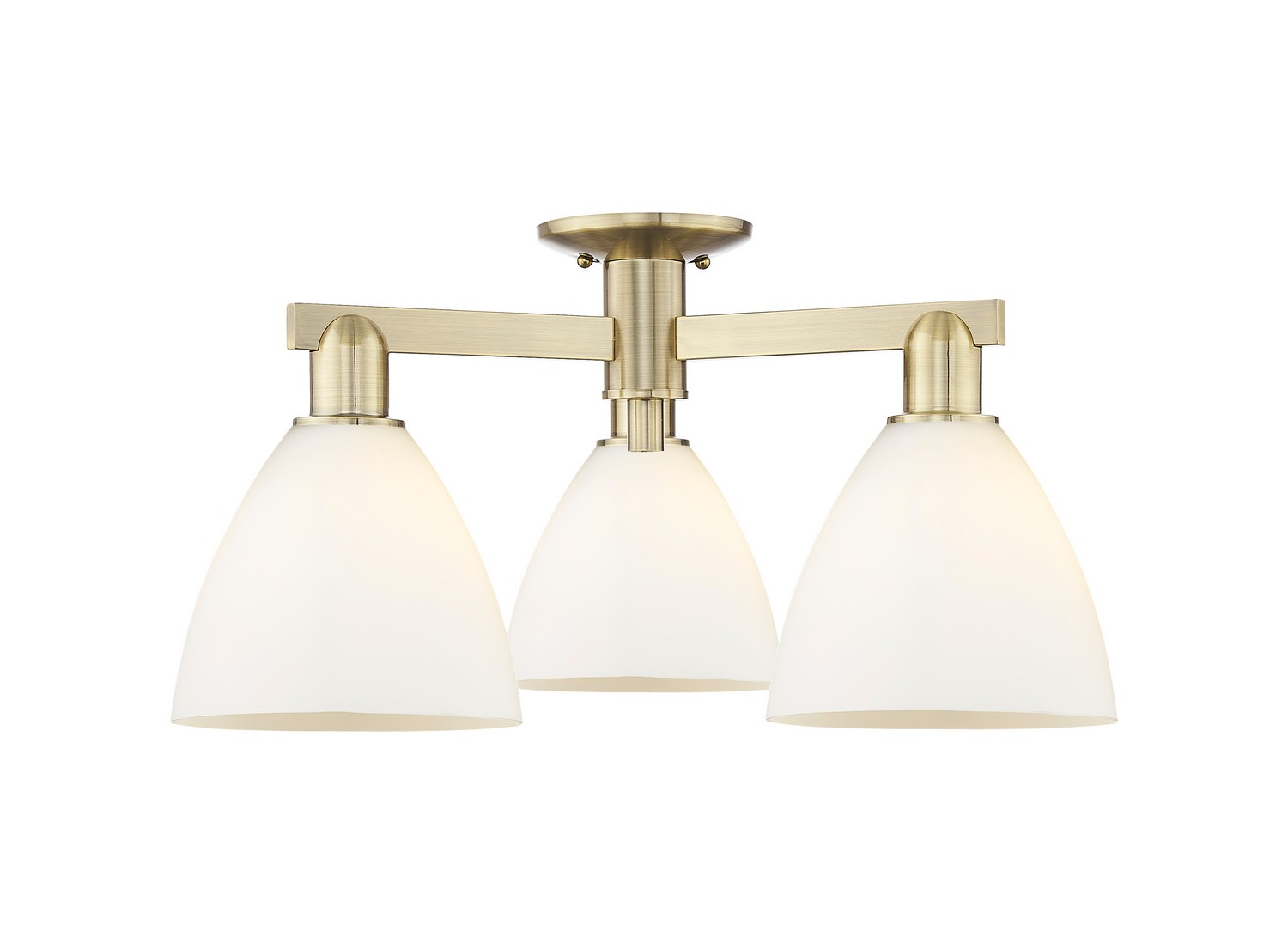 Three Light Semi-Flush Mount by Innovations - Arcadia Collection, Antique Brass Finish - 716-3F-AB-GBD-751