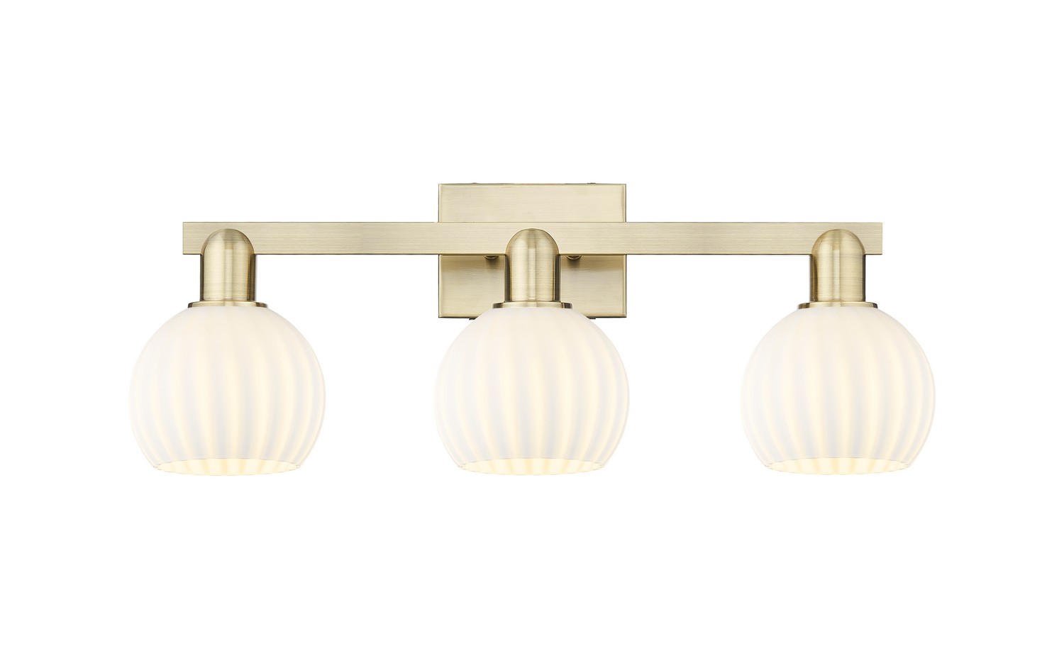 Three Light Bath Vanity by Innovations - Arcadia Collection, Antique Brass Finish - 716-3W-AB-G1217-6WV