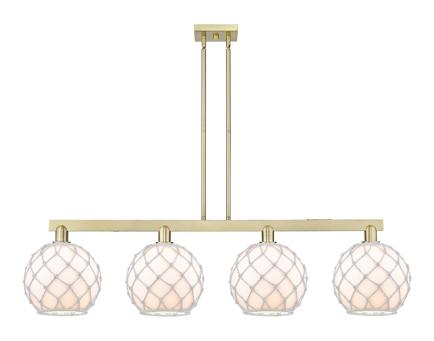 Four Light Island Pendant by Innovations - Arcadia Collection, Antique Brass Finish - 716-4I-AB-G121-10RW