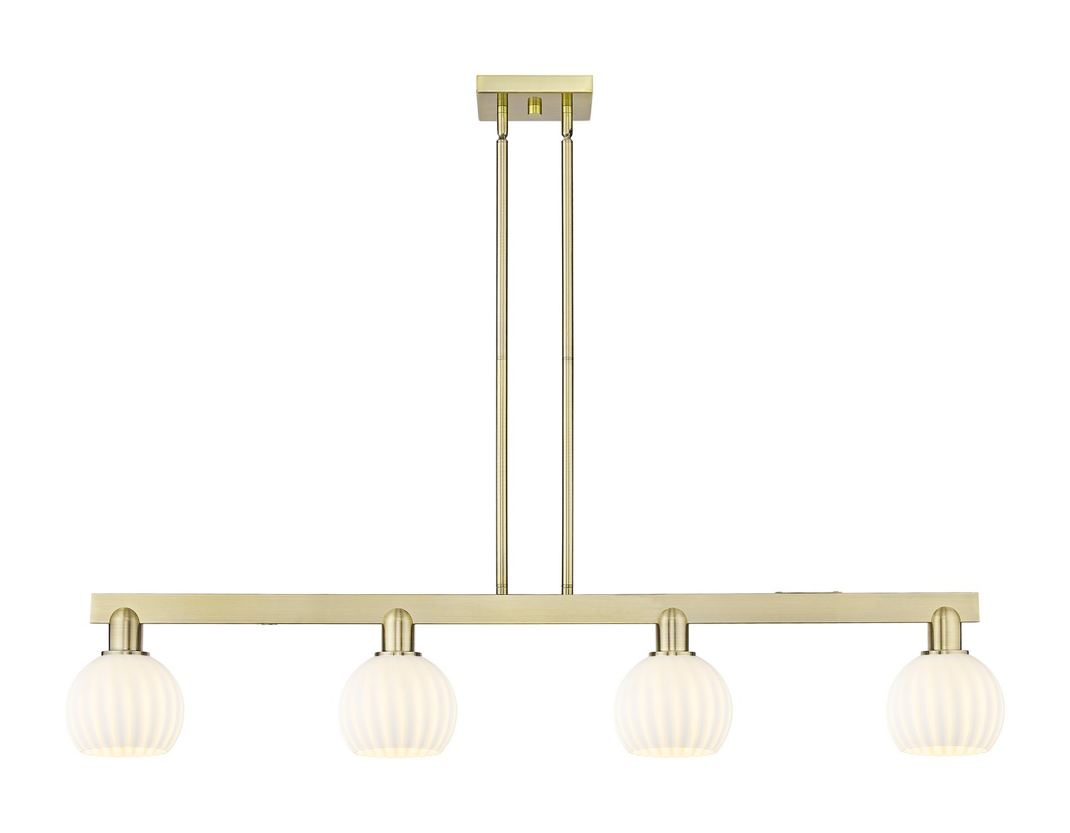 Four Light Island Pendant by Innovations - Arcadia Collection, Antique Brass Finish - 716-4I-AB-G1217-6WV