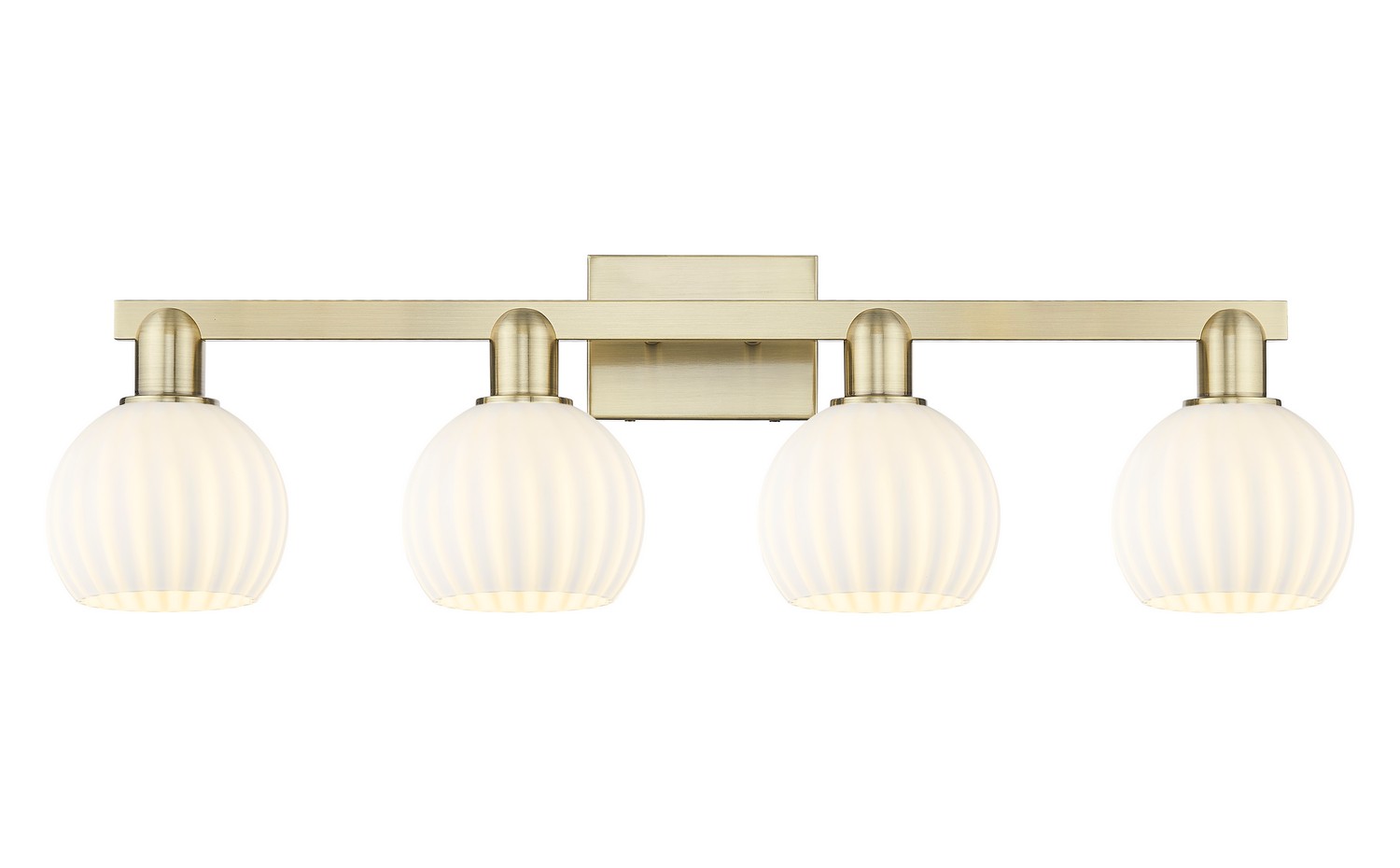 Four Light Bath Vanity by Innovations - Arcadia Collection, Antique Brass Finish - 716-4W-AB-G1217-6WV