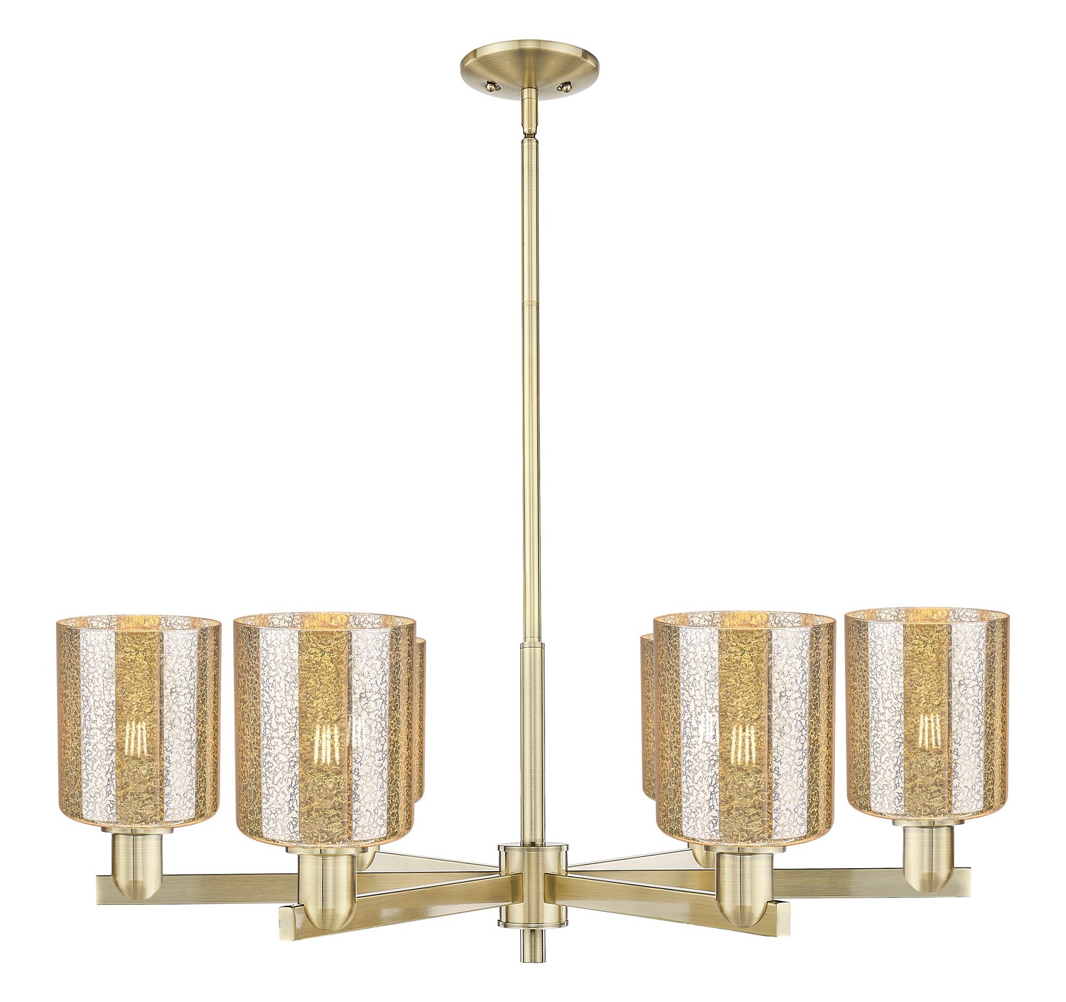 Six Light Chandelier by Innovations - Arcadia Collection, Antique Brass Finish - 716-6CR-AB-G116