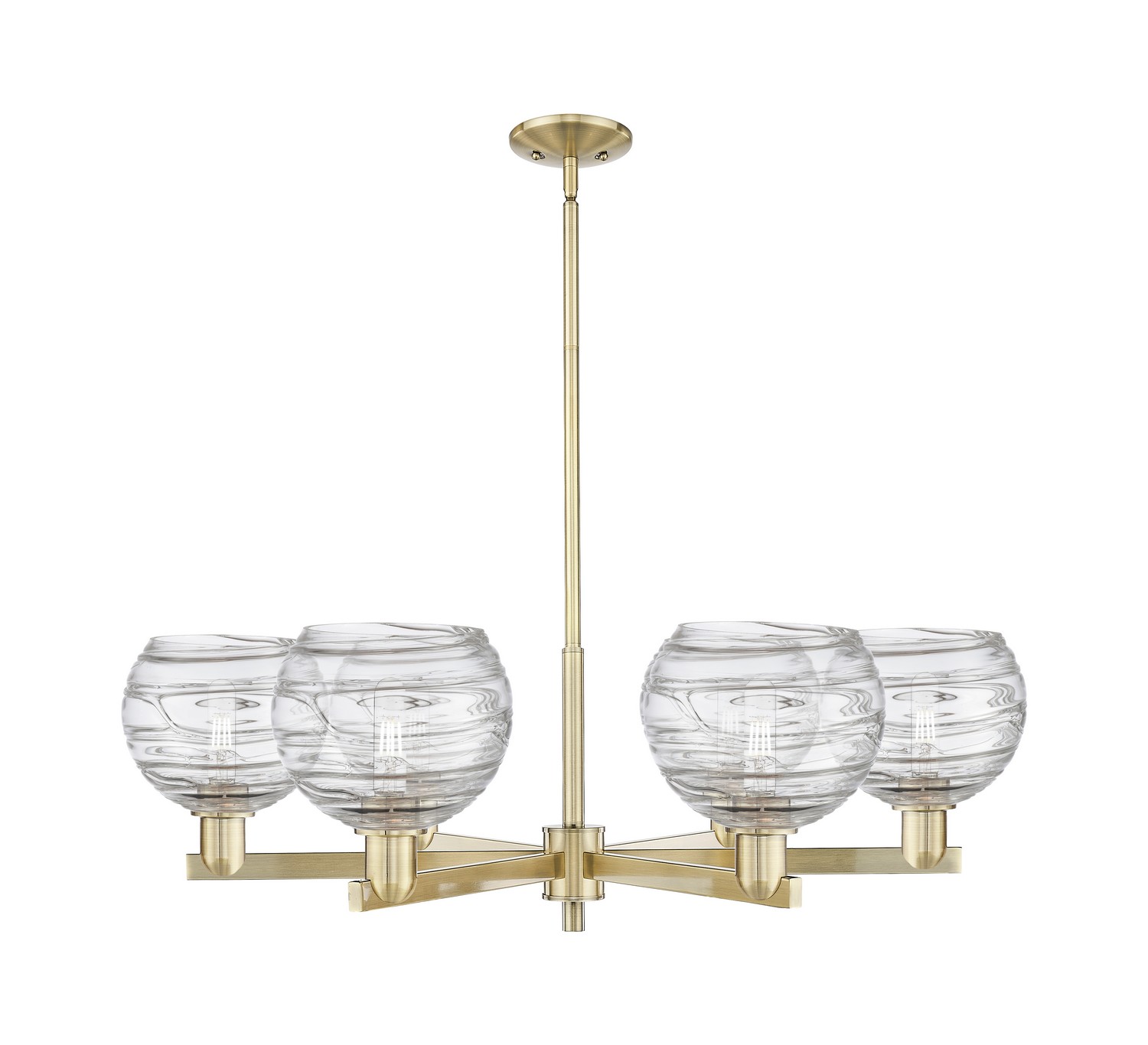 Six Light Chandelier by Innovations - Arcadia Collection, Antique Brass Finish - 716-6CR-AB-G1213-8CL
