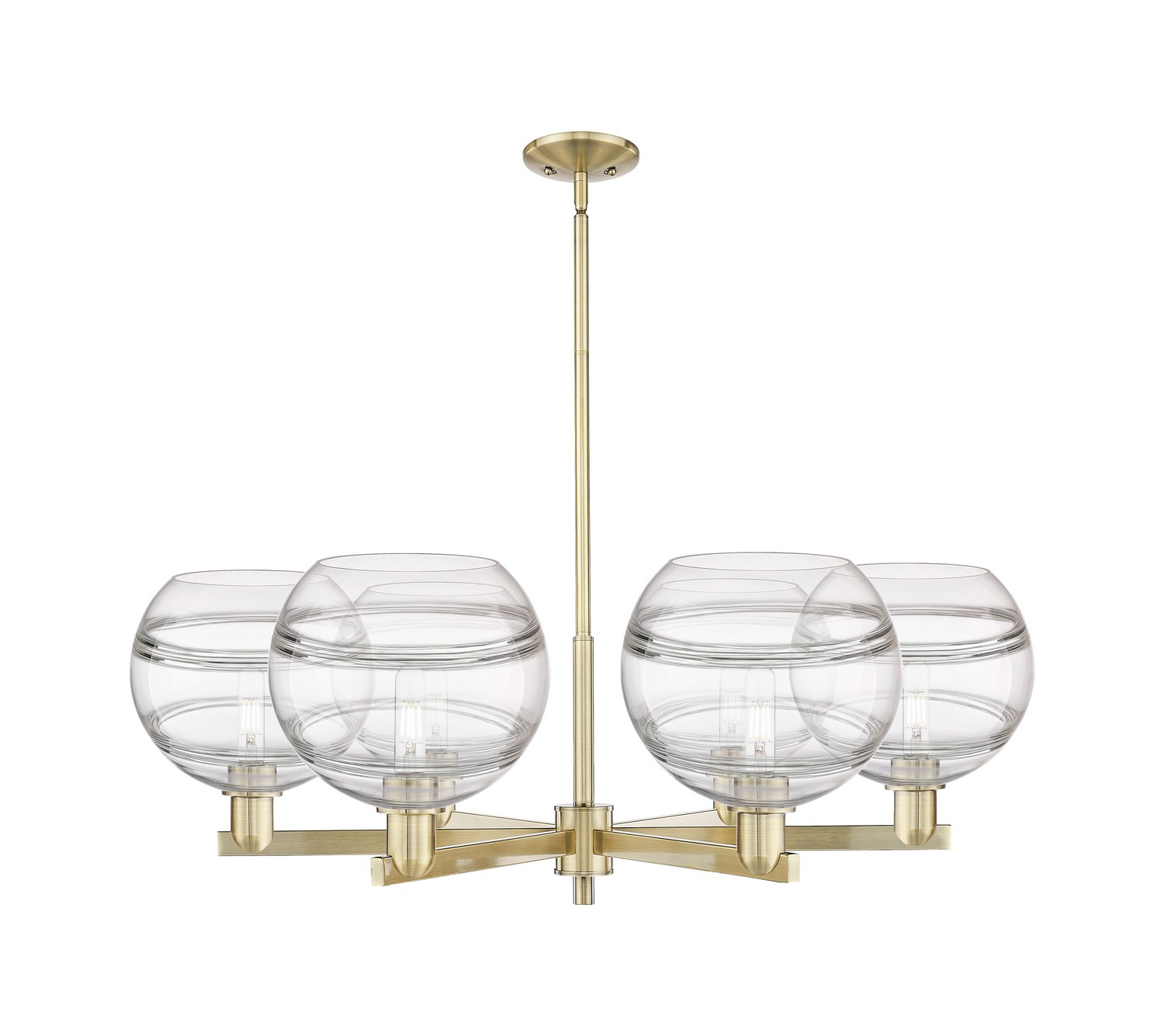 Six Light Chandelier by Innovations - Arcadia Collection, Antique Brass Finish - 716-6CR-AB-G556-10CL