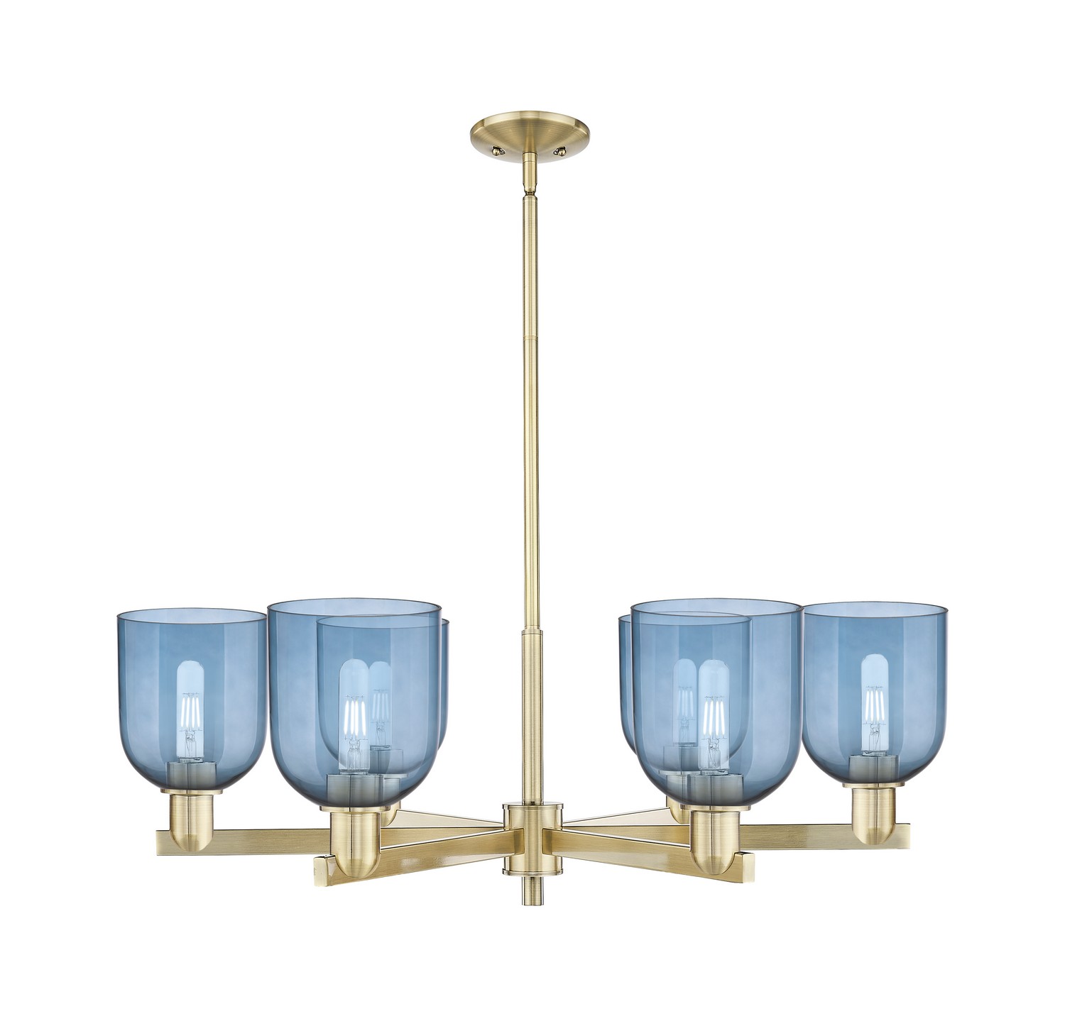 Six Light Chandelier by Innovations - Arcadia Collection, Antique Brass Finish - 716-6CR-AB-G558-6BL