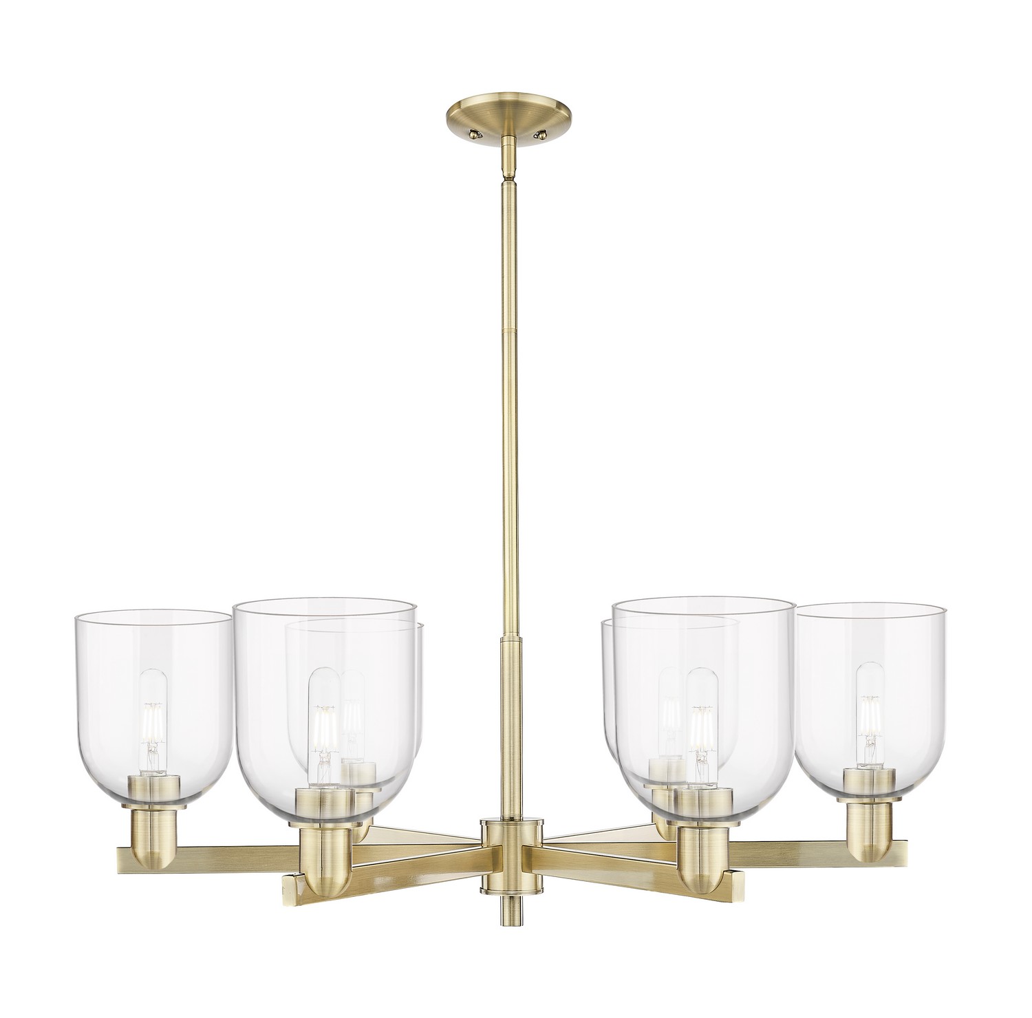 Six Light Chandelier by Innovations - Arcadia Collection, Antique Brass Finish - 716-6CR-AB-G558-6CL